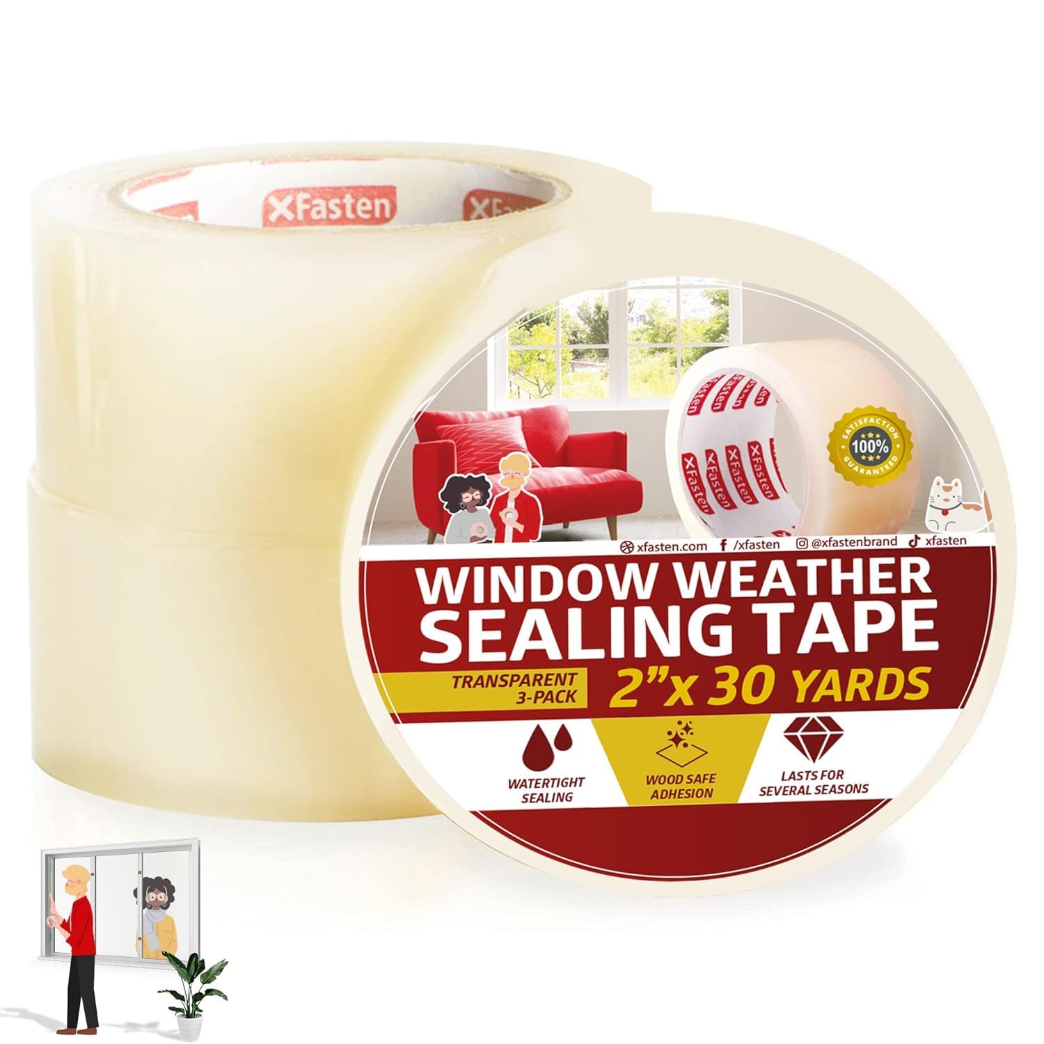 Transparent Window Weather Stripping Tape 2”x30yds (270 Foot)