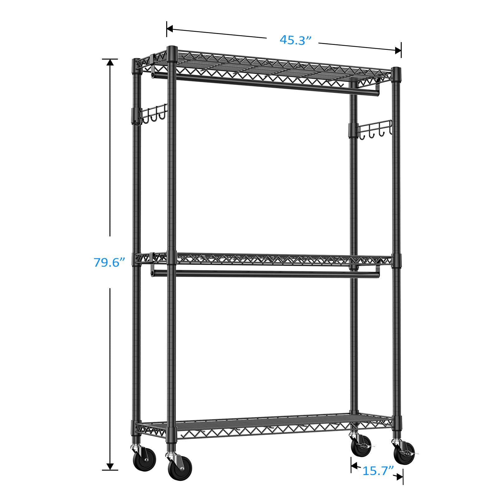 Heavy Duty Rolling Garment Rack Wire Clothes Rack for Hanging Clothes