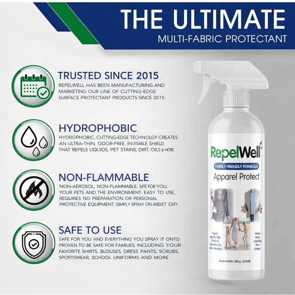 Non Toxic Fabric Protector Spray for Clothing & Apparel (12 Fl Oz)