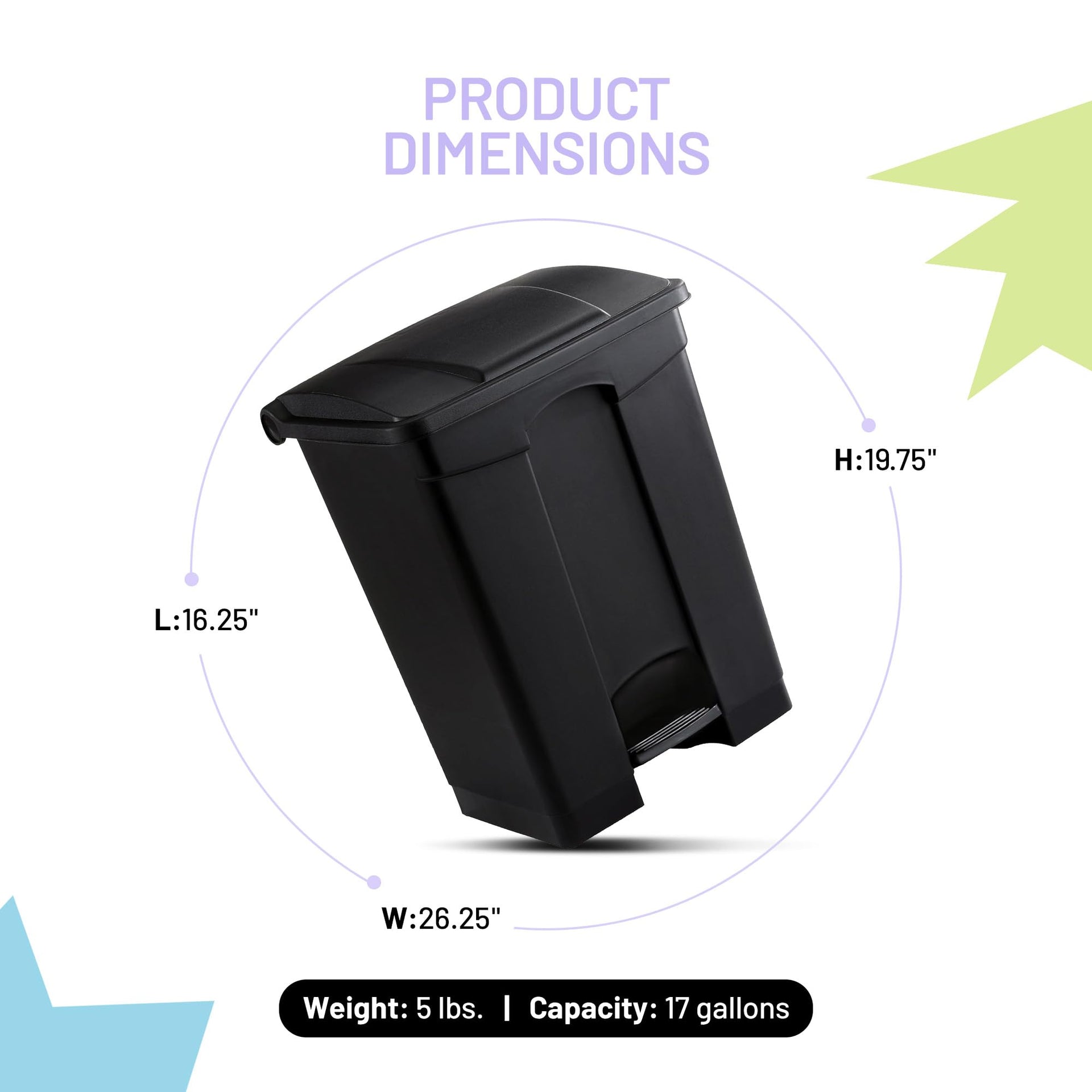 Step On Plastic Trash Can with Foot Pedal