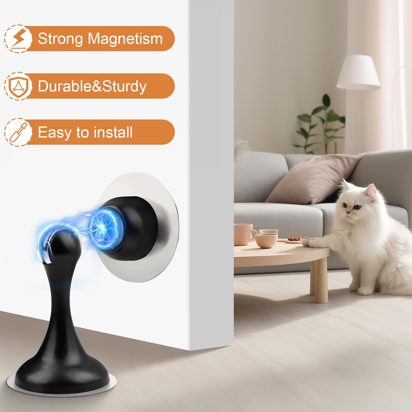 Black Magnetic Door Stoppers for Bottom of Door