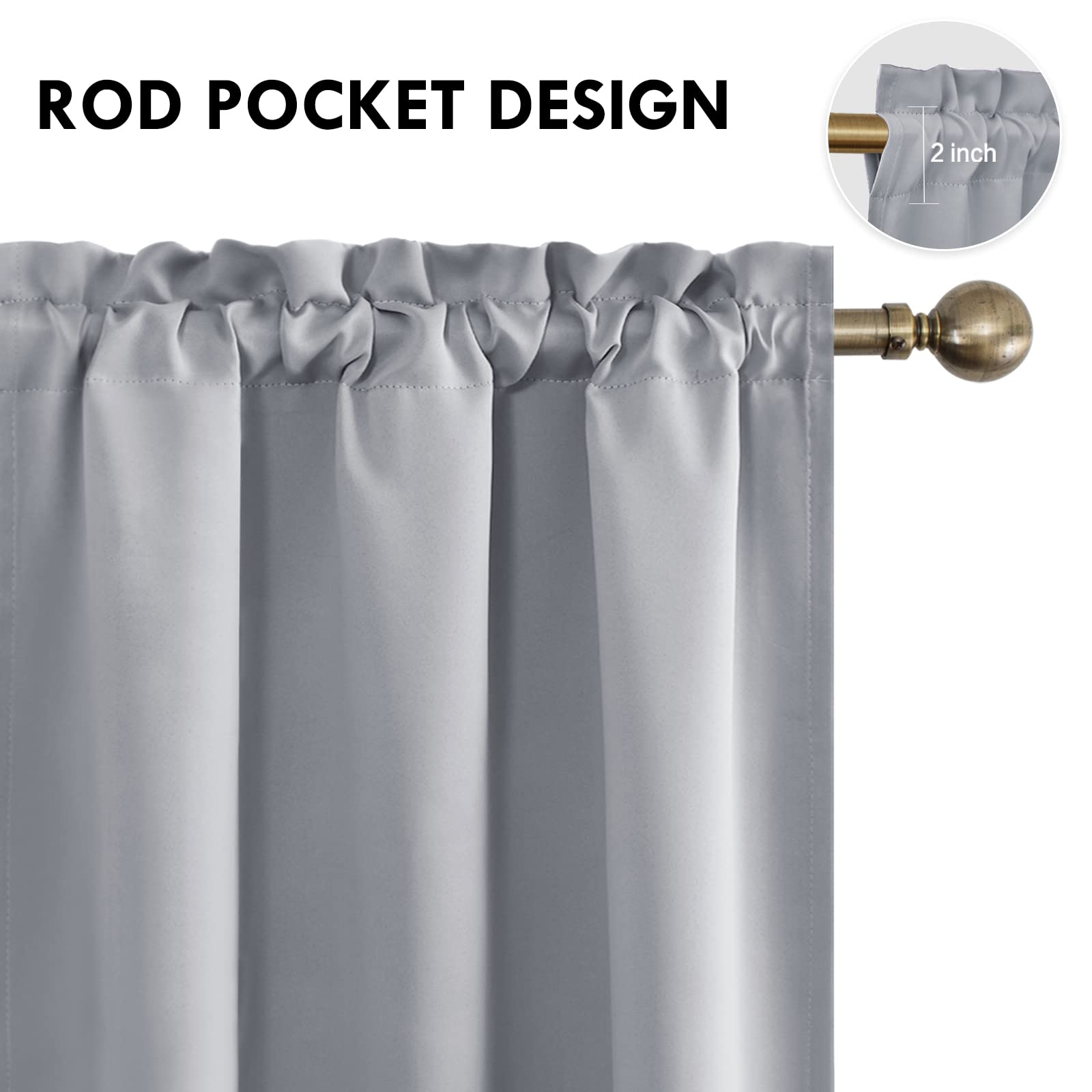 Blackout Curtains for Bedroom Living Room 38 x 84 Inch Long 2 Panels (2 Count)