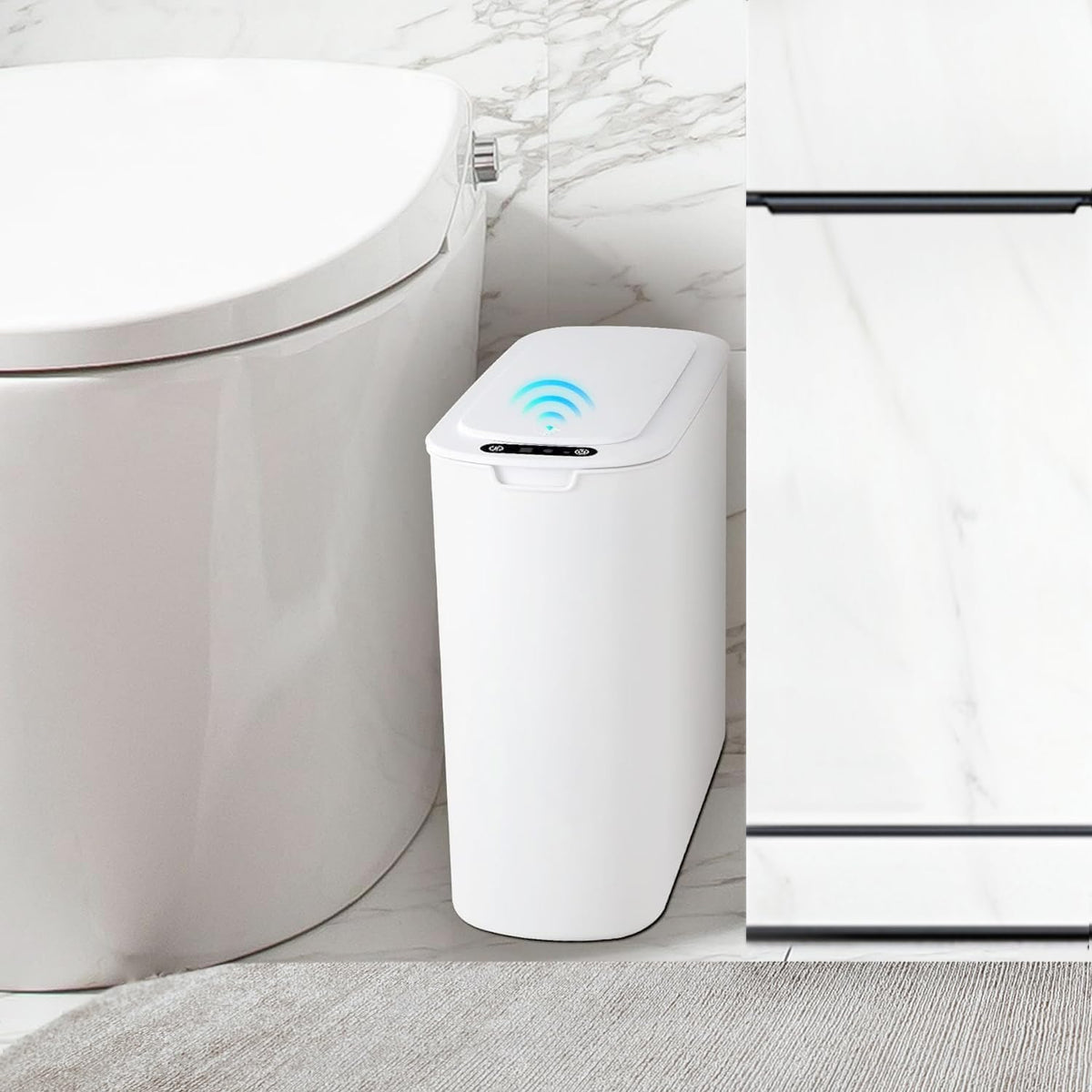 Automatic Small Bathroom Trash Can with Lid