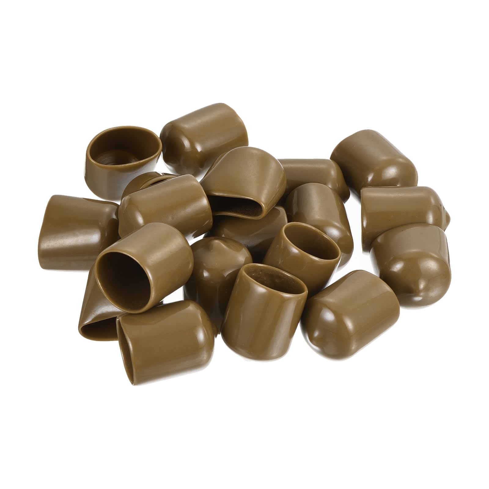 20pcs Rubber End Caps 17mm ID Vinyl PVC Round Tube Bolt Cap Cover Screw Thread Protectors Light Brown