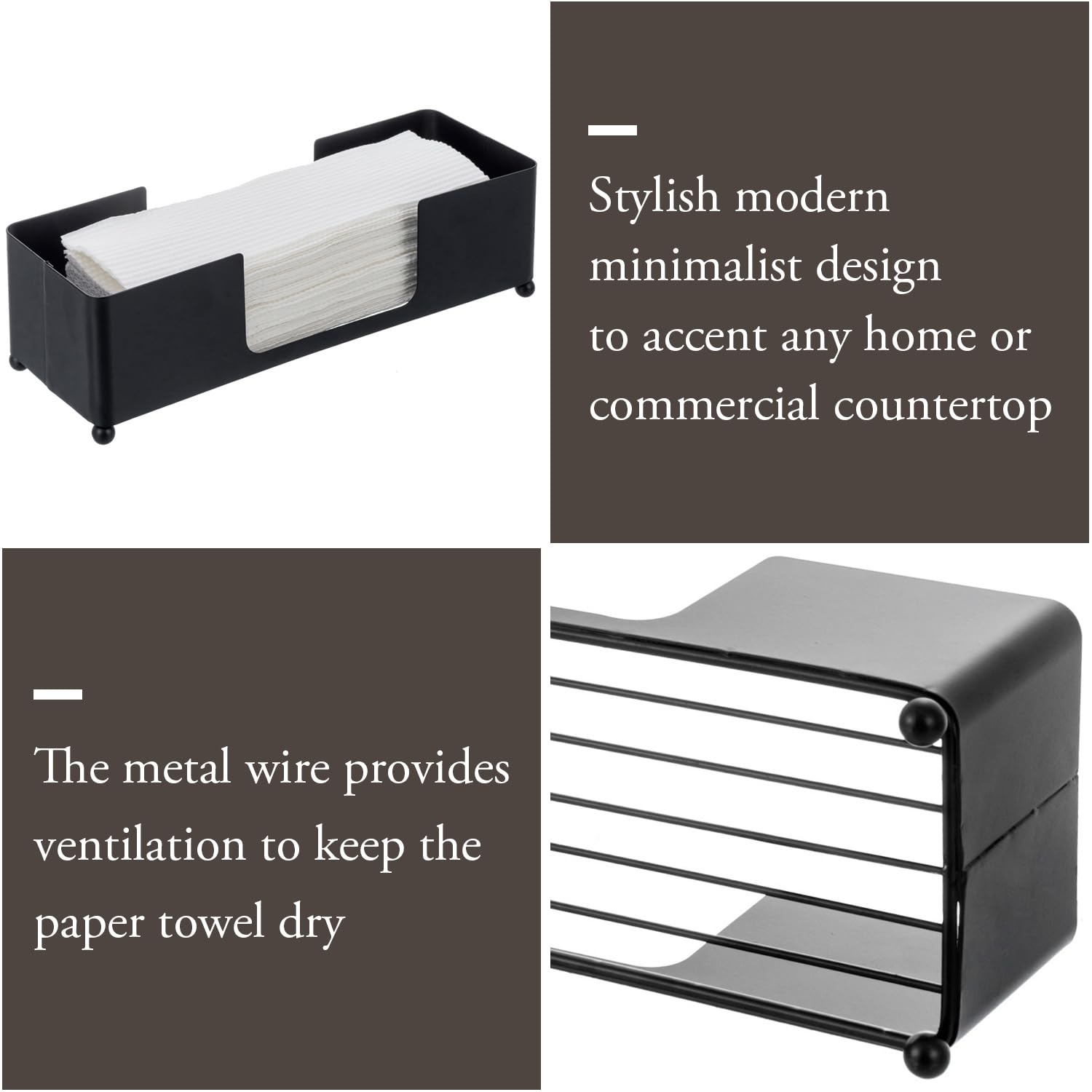 Black Metal Folded Paper Towel Holder Dispenser (2 Count)