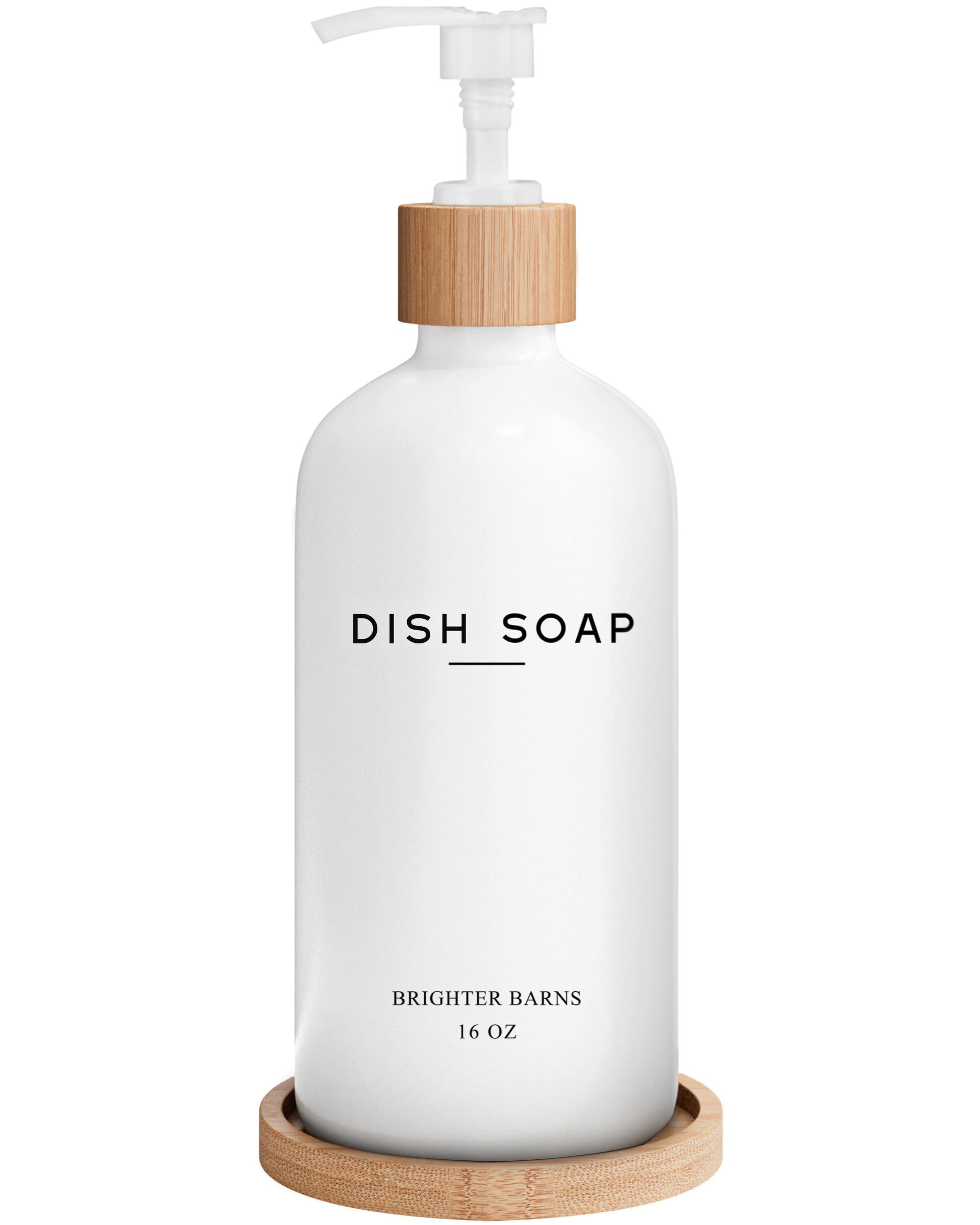 White Glass Dish Soap Dispenser for Kitchen Sink by Brighter Barns