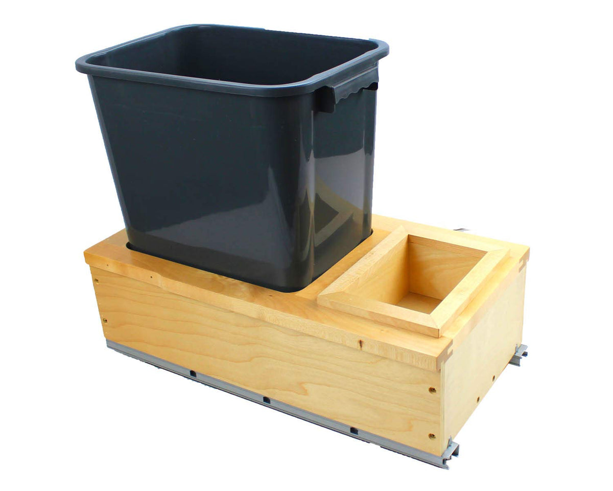 Dowell B15 Wood Base Wastebasket Pullout with 20Qt Plastic Bin
