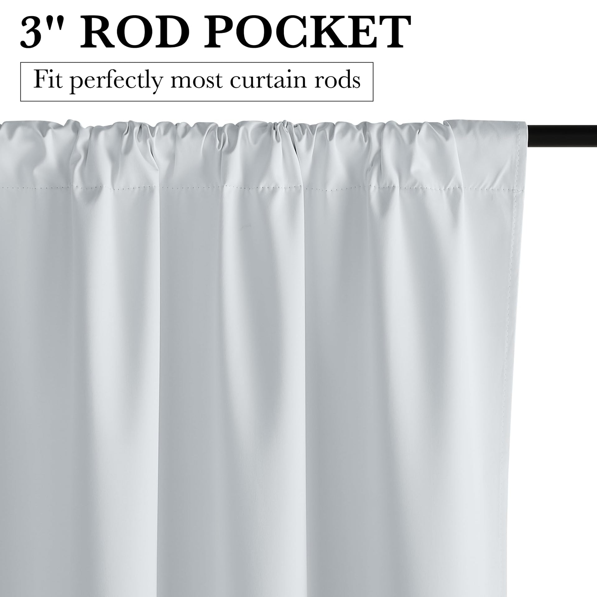 White 100% Blackout Curtains for Bedroom Living Room (2 Count)