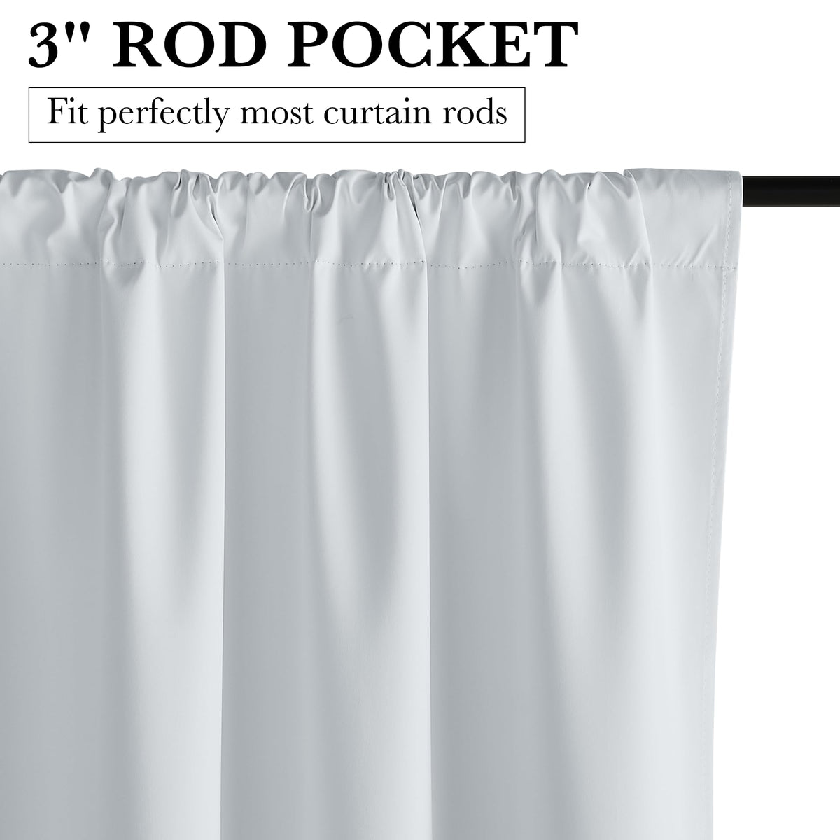 Short White 100% Blackout Curtains for Small Window (2 Count)