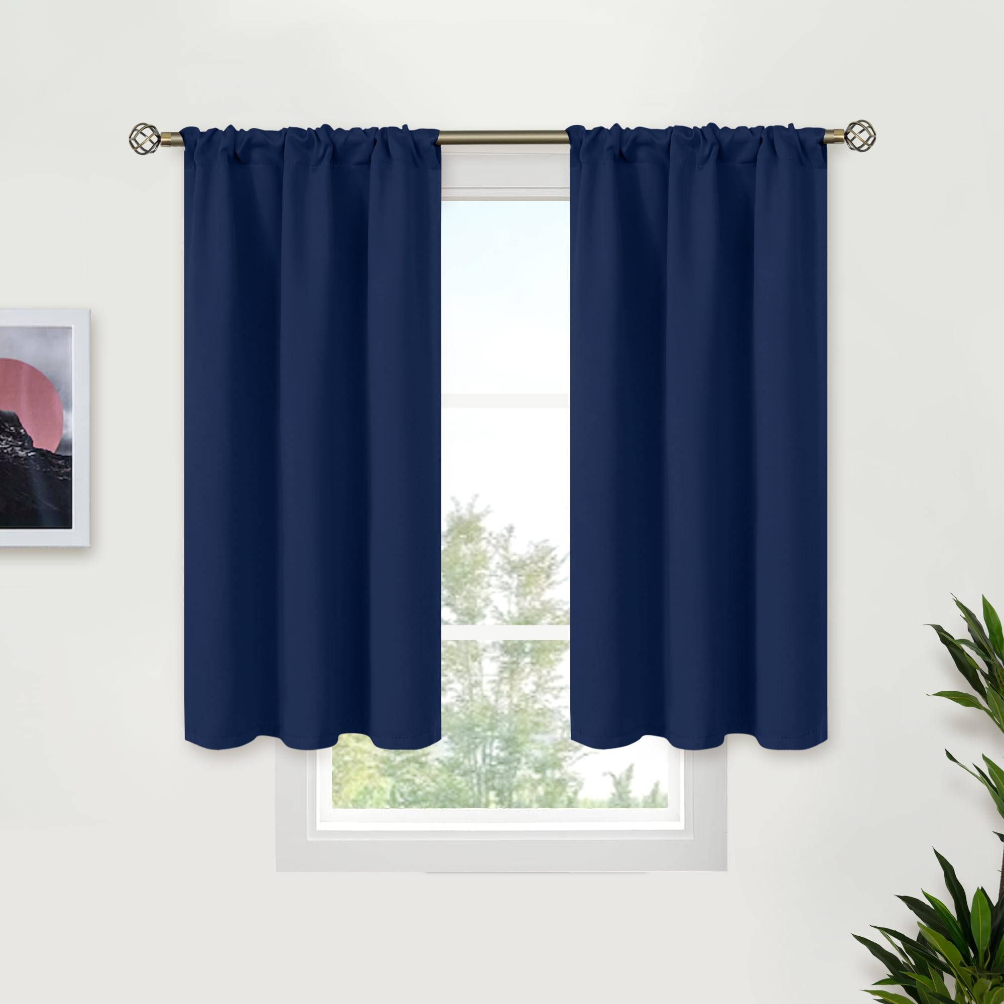 Short Blackout Curtains for Kitchen Window 45 Inch Length (2 Count)