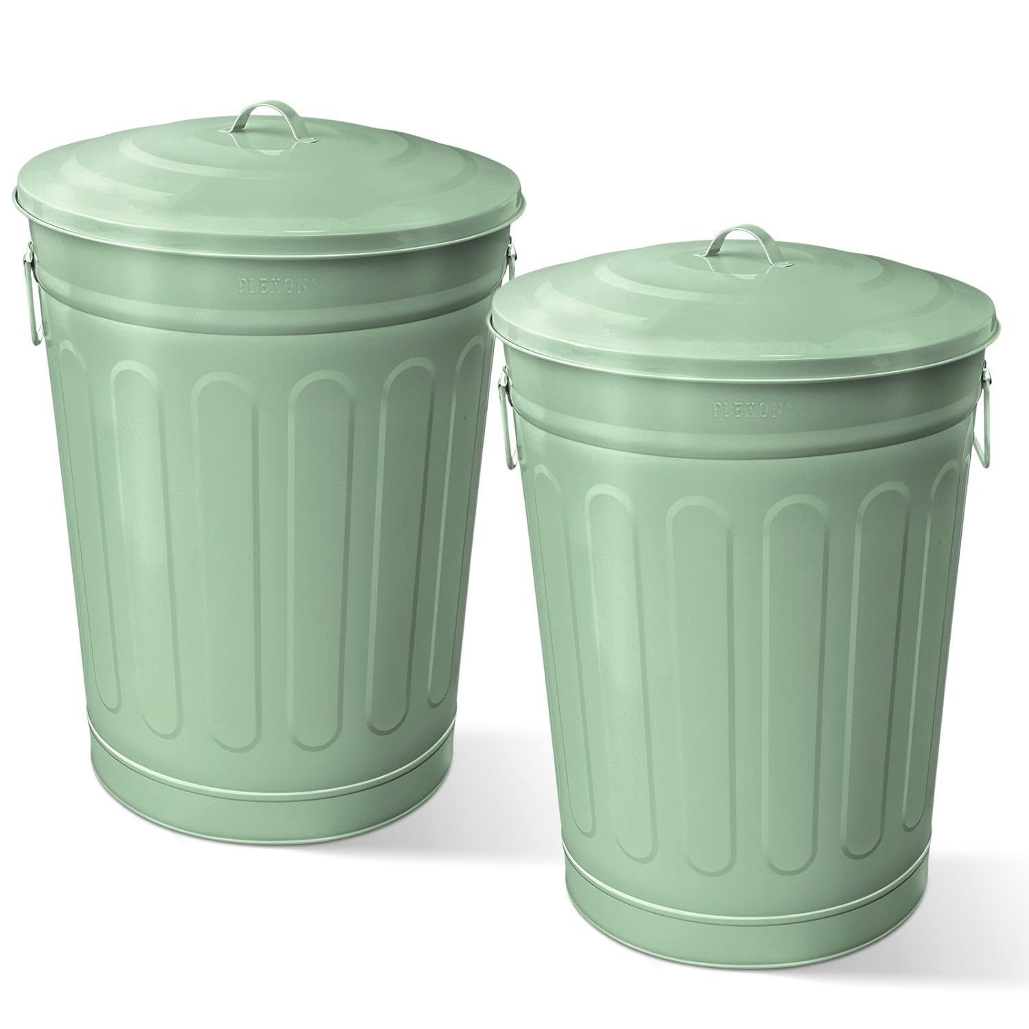 13 Gallon Metal Trash Can with Lid Outdoor Vintage Trash Can Steel Retro Garbage Can for Kitchen Farmhouse Rustic Bird Seed Storage Pet Food Cute Bucket (2 Count)