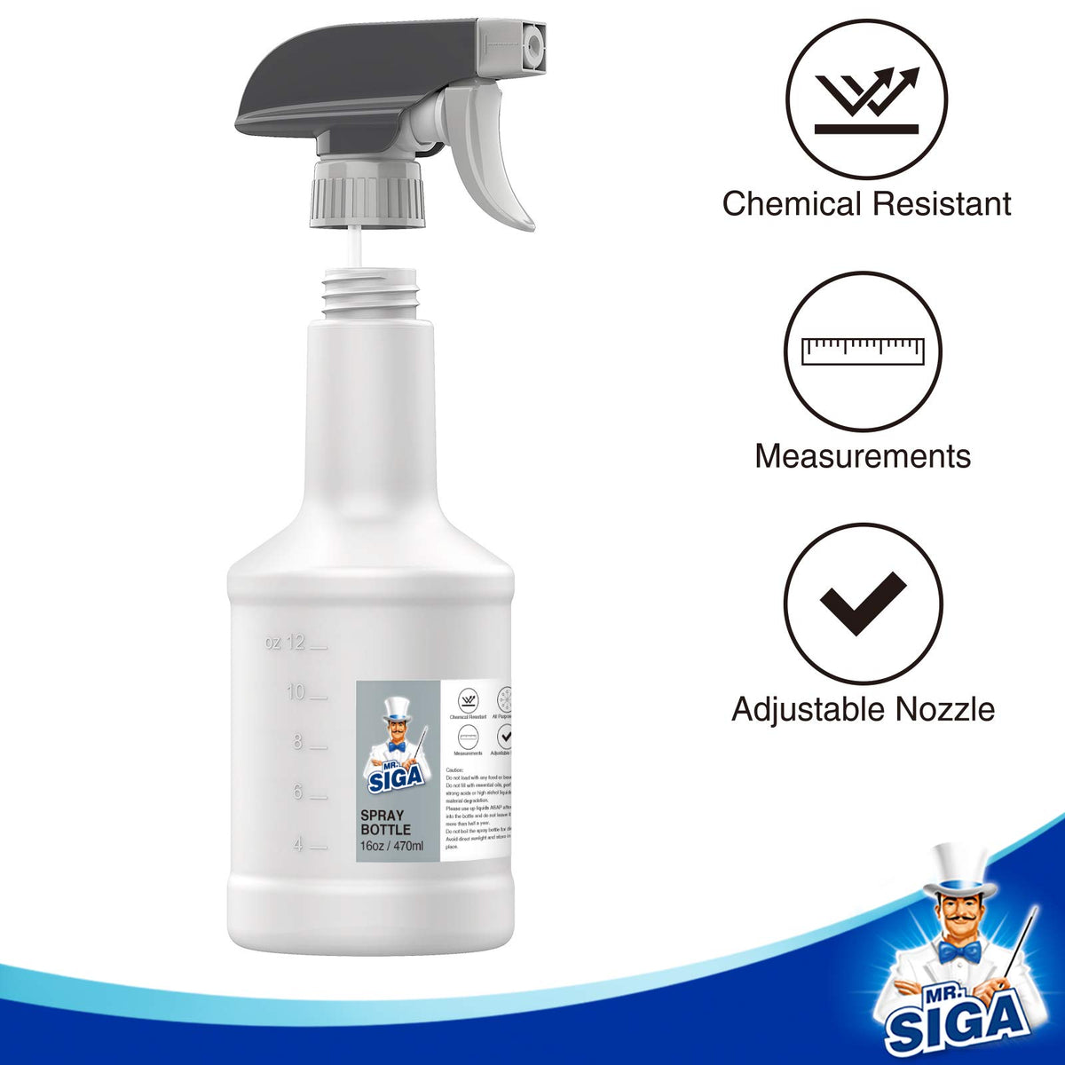 16 oz Empty Plastic Spray Bottles for Cleaning Solutions (3 Count)