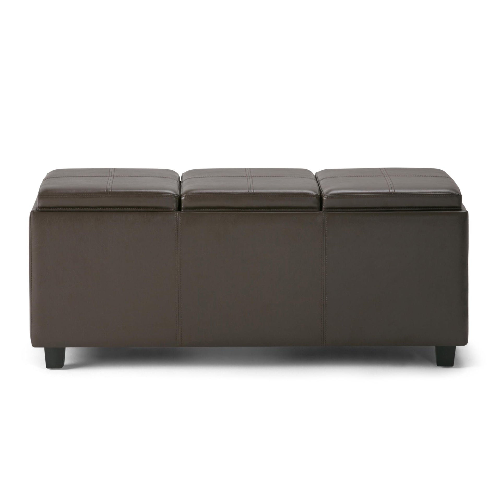 Avalon 42" Wide Vegan Leather Storage Ottoman in Chocolate Brown