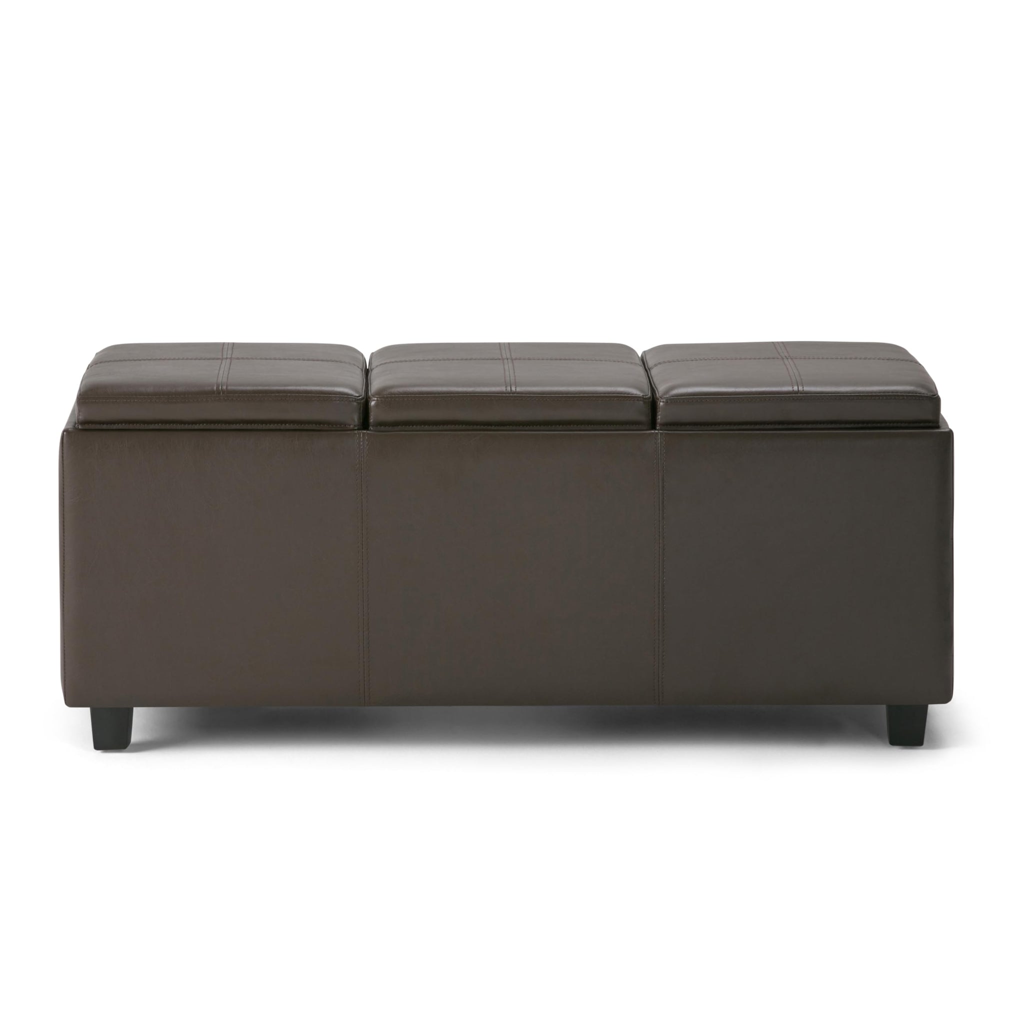 Avalon 42" Wide Vegan Leather Storage Ottoman in Chocolate Brown