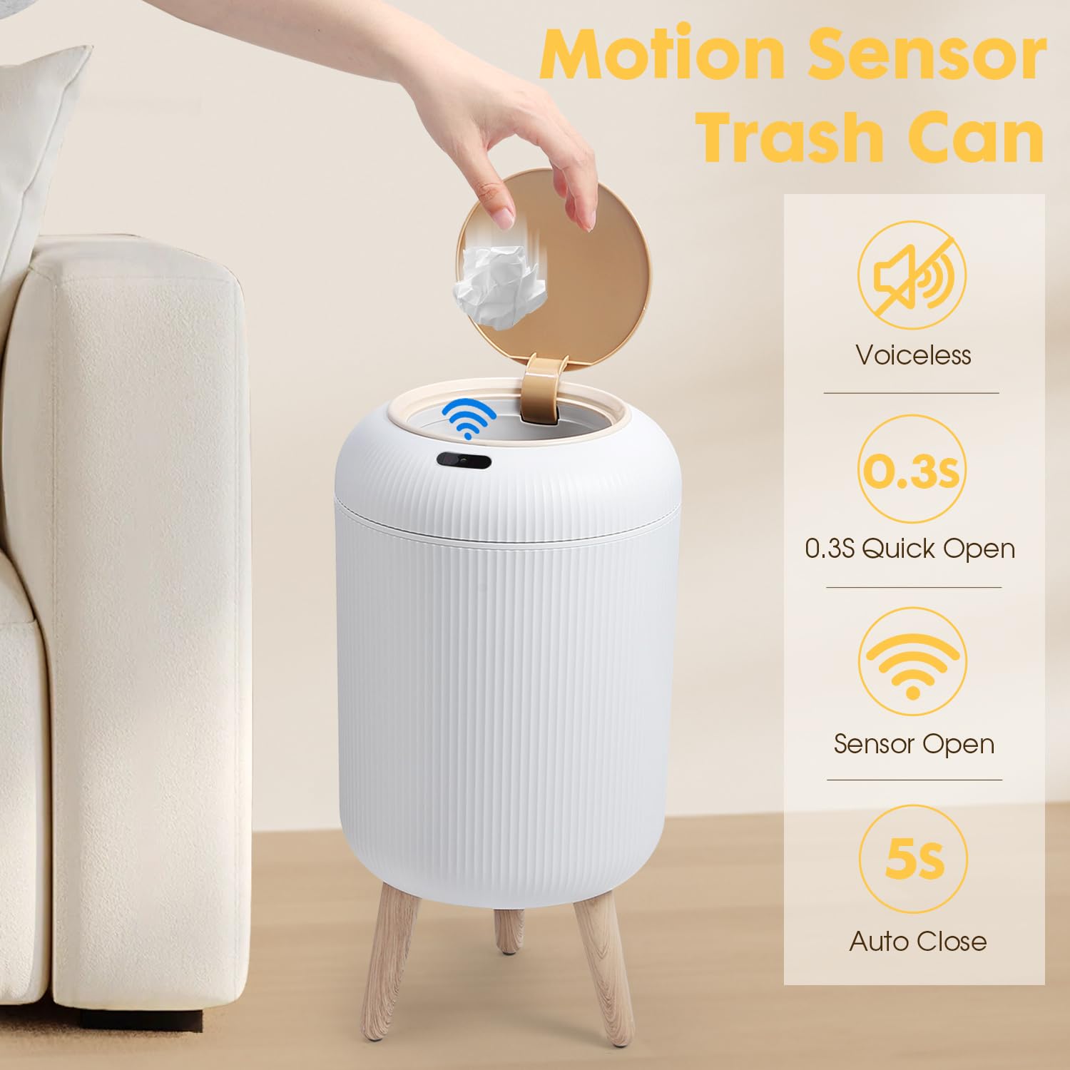 Motion Sensor Bathroom Trash Can