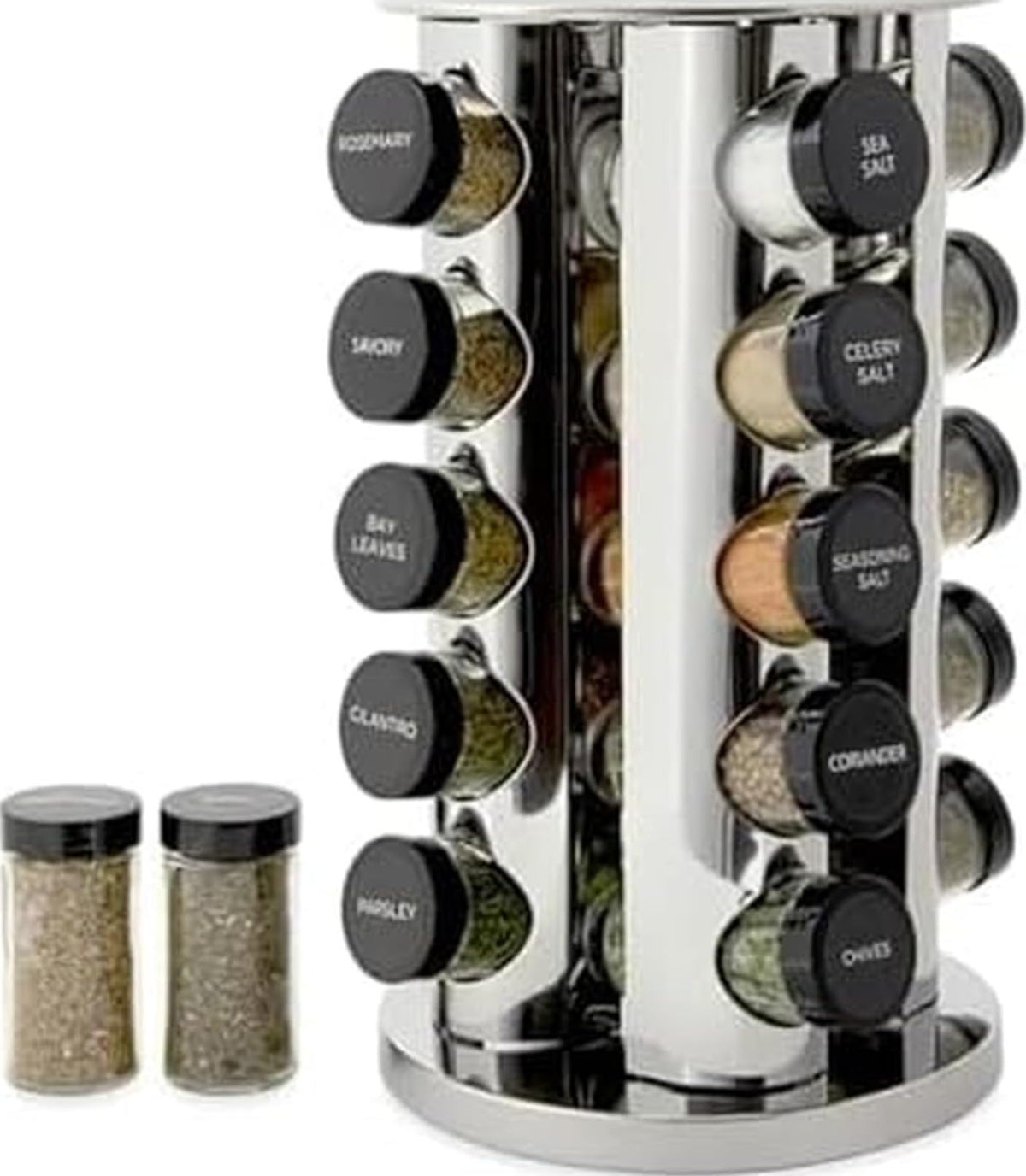 20 Jar Revolving Countertop Spice Rack with Spices Included