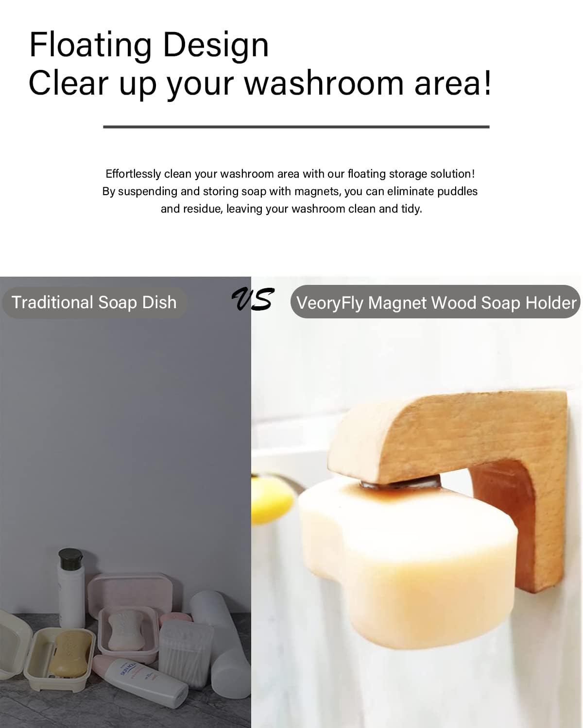 Magnetic Wooden soap Holder for Shower Wall