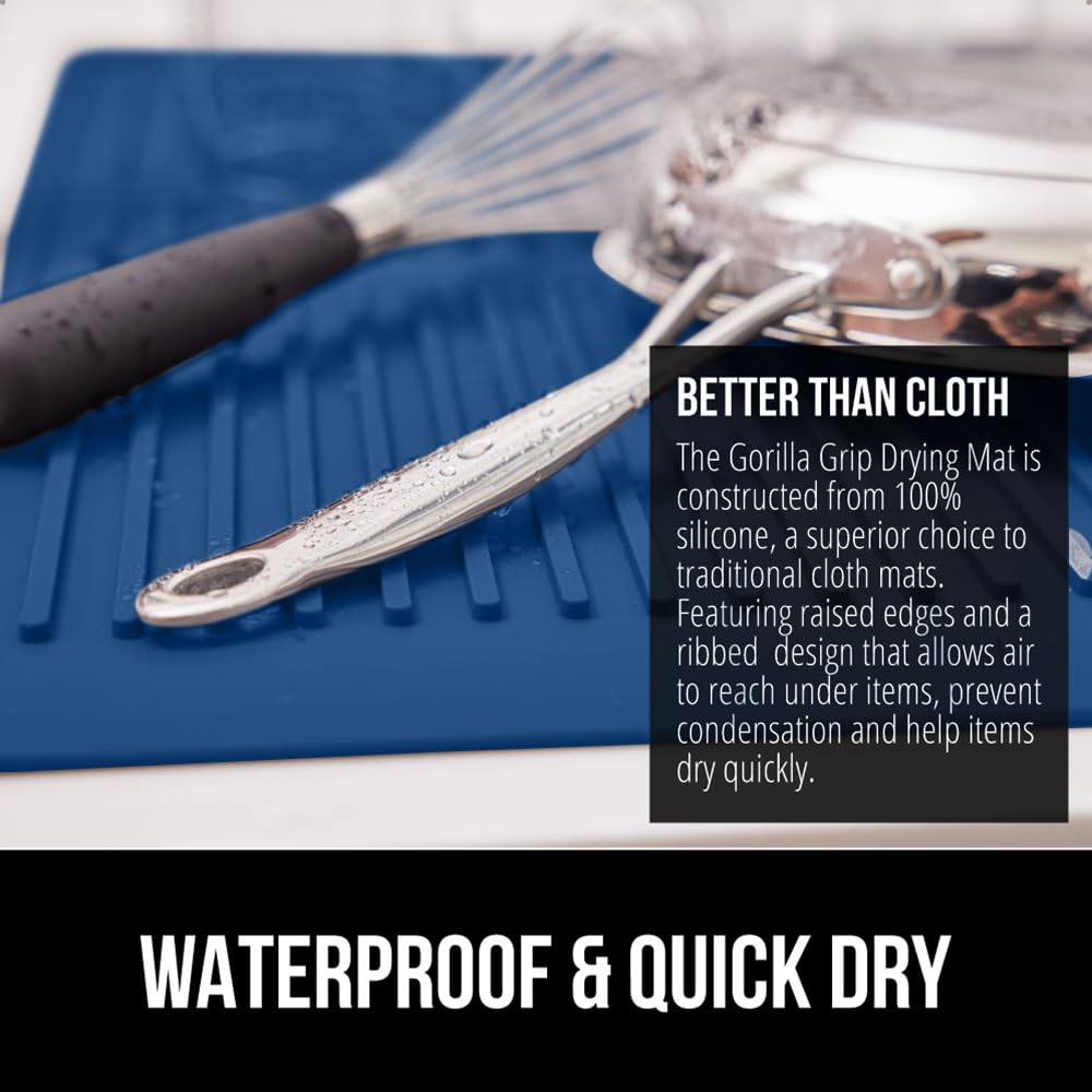 100% BPA Free Patented Silicone Dish Drying Mat for Kitchen Counter