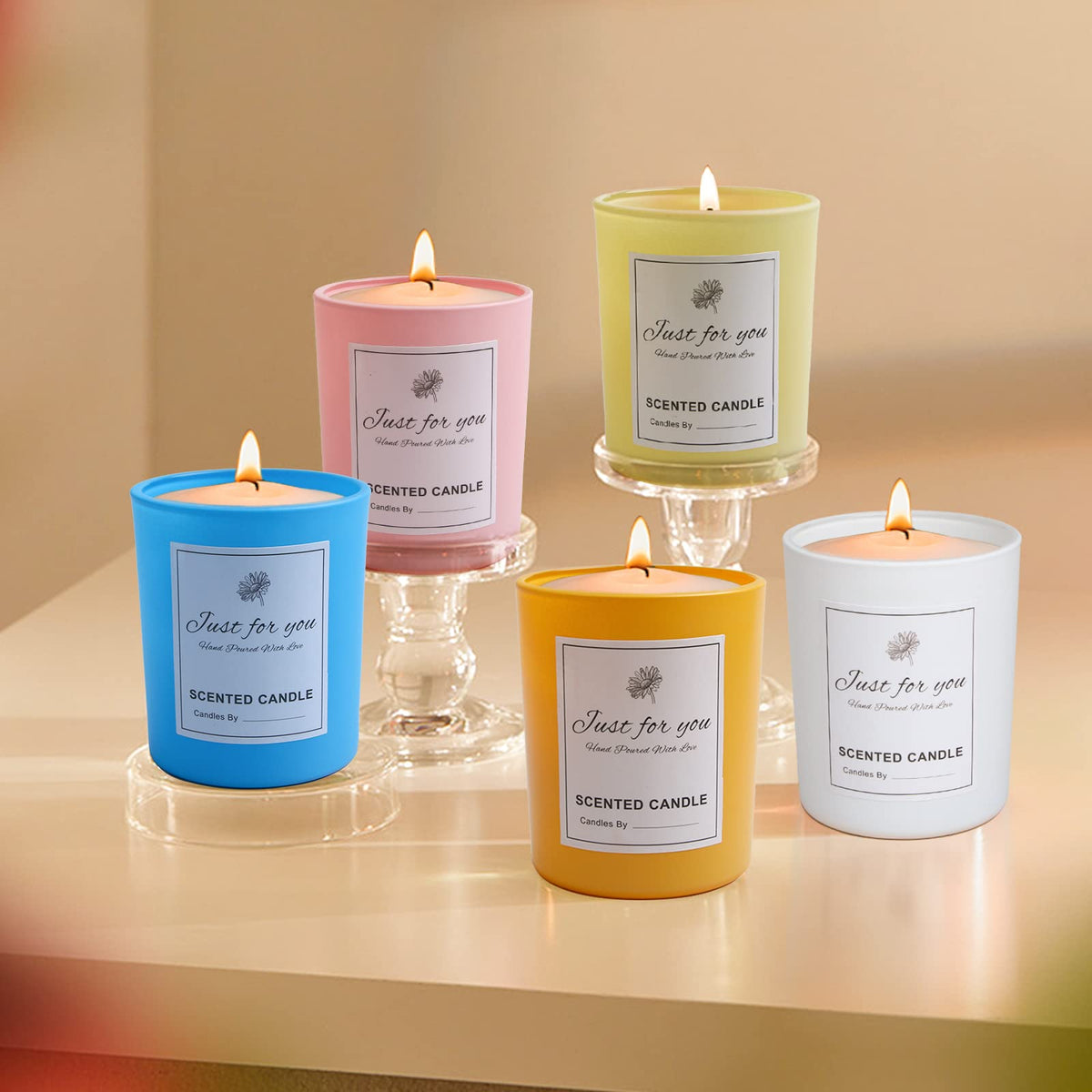 15 Pack 7 OZ Colorful Candle Jars with Bamboo Lids (15 Count)