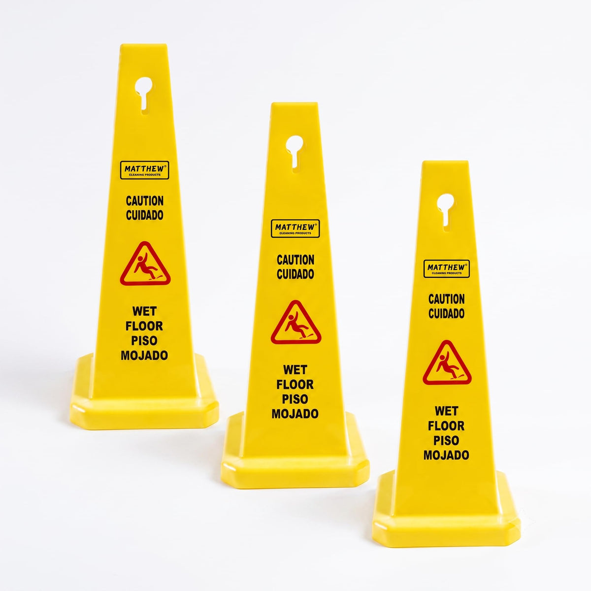MATTHEW CLEANING 3 Packs 26” Caution Wet Floor Safety Cones for Indoors and Outdoors (3 Count)