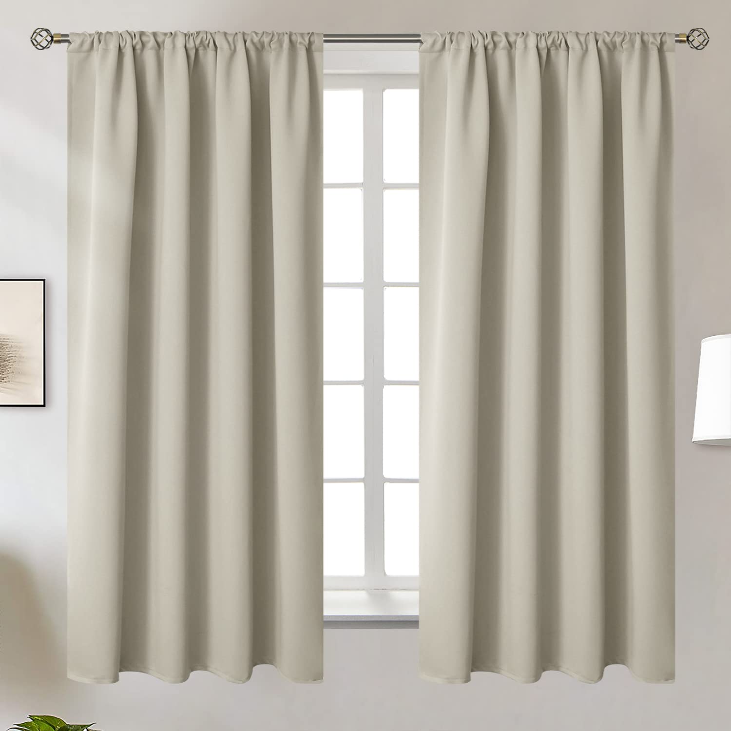Rod Pocket Blackout Curtains for Bedroom (2 Count)