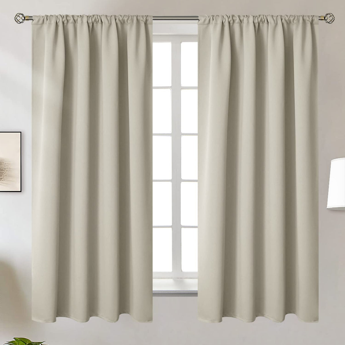 Rod Pocket Blackout Curtains for Bedroom (2 Count)