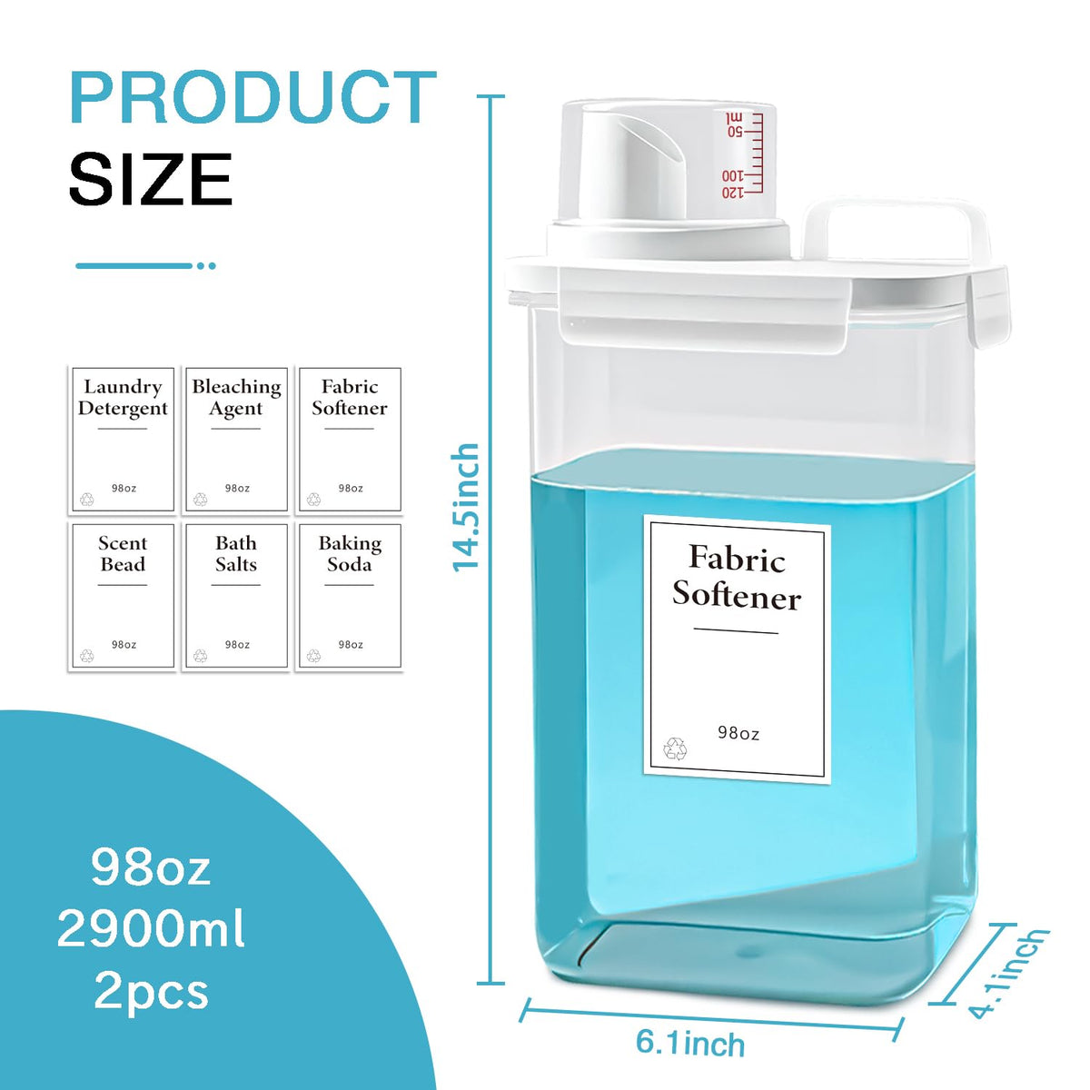 2 Pack Laundry Detergent Dispenser (196 Fl Oz)
