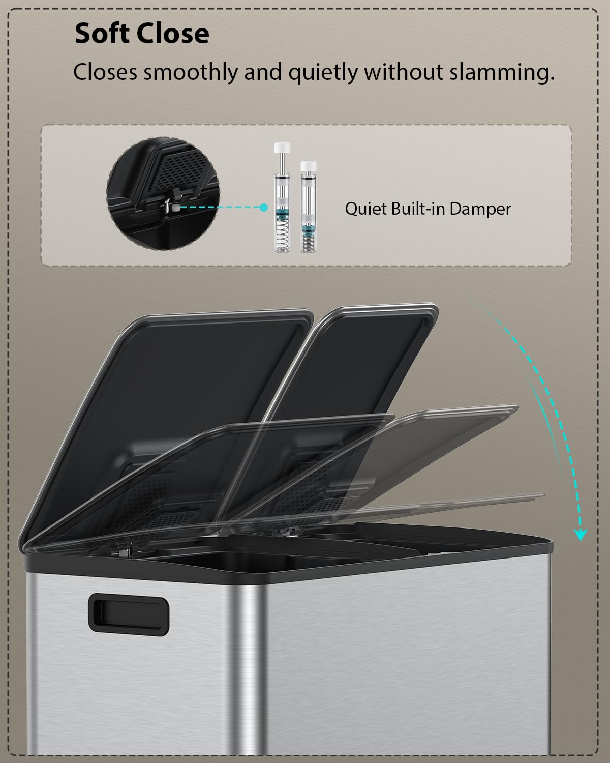Dual Trash and Recycling Bins for Kitchen (2 Count)