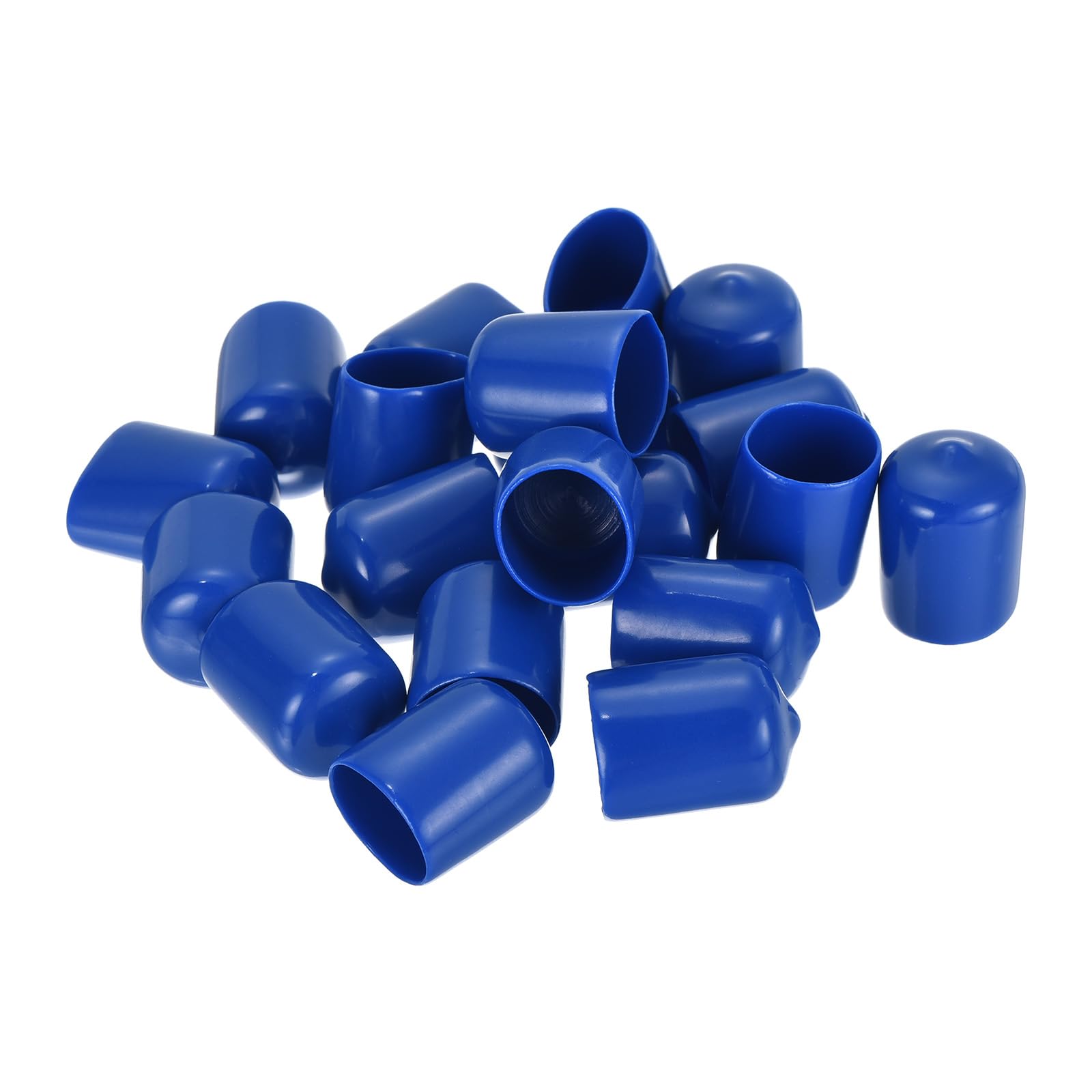 20pcs Rubber End Caps 16mm ID Vinyl Round Tube Bolt Cap Cover Screw Thread Protectors Blue