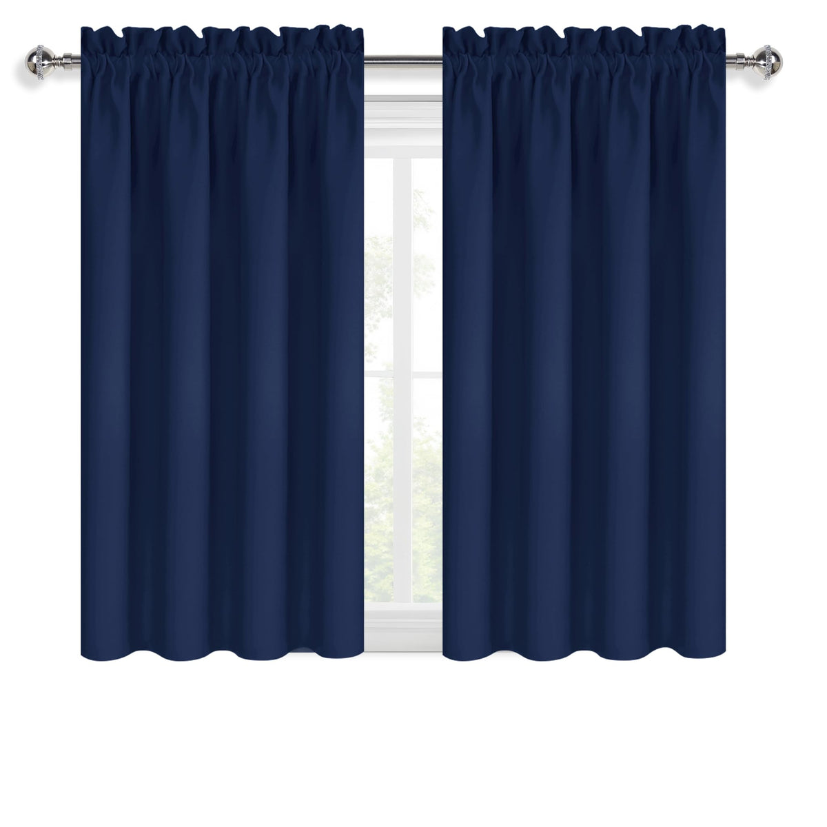 Blackout Curtains for Bedroom 42 x 54 Inch Long Navy Blue 2 Panels (2 Count)