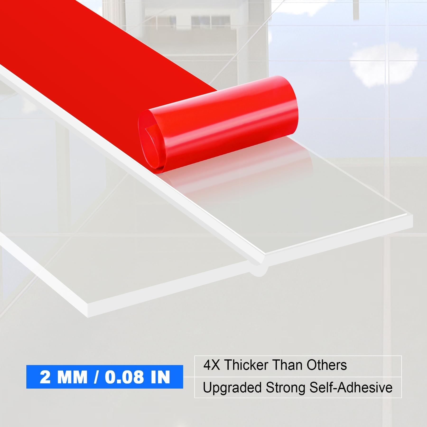 Weather Stripping Silicone Door Seal Strip 2 in x 40 ft Door Draft Stopper Self Adhesive Door Draft Tape (40 Foot)