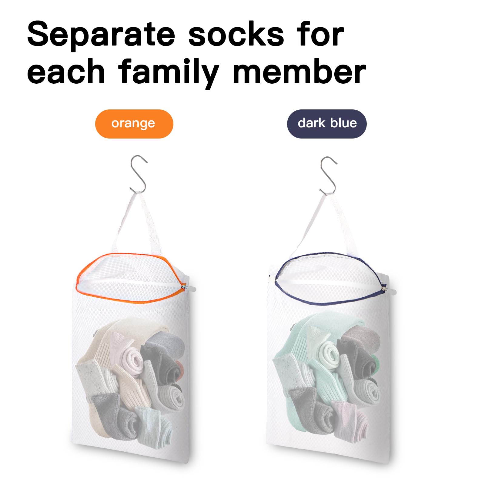2 Pack Hanging Mesh Laundry Bags with Metal Hooks (2 Count)