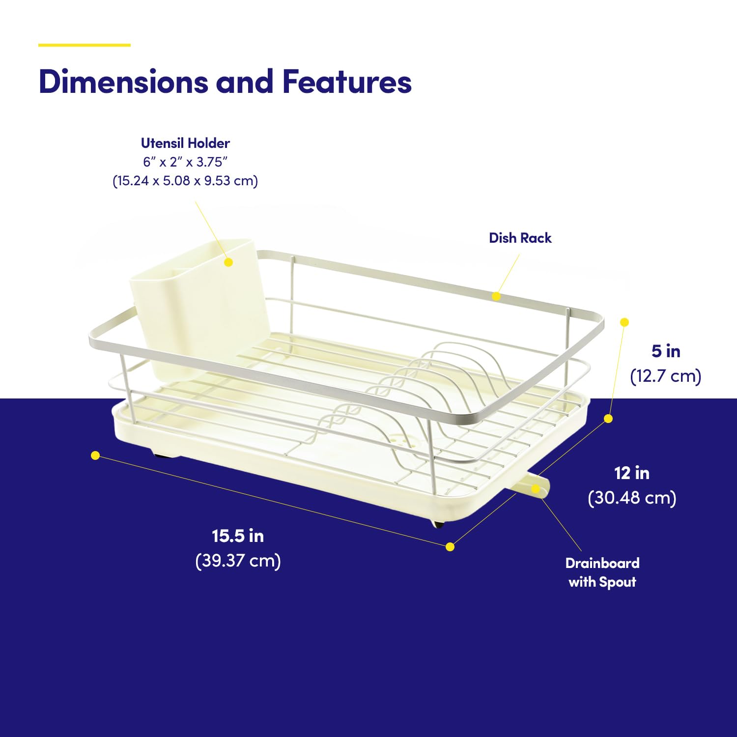 Dish Drying Rack 3 Piece Dish Drainer with Drainboard Set for Kitchen Counter