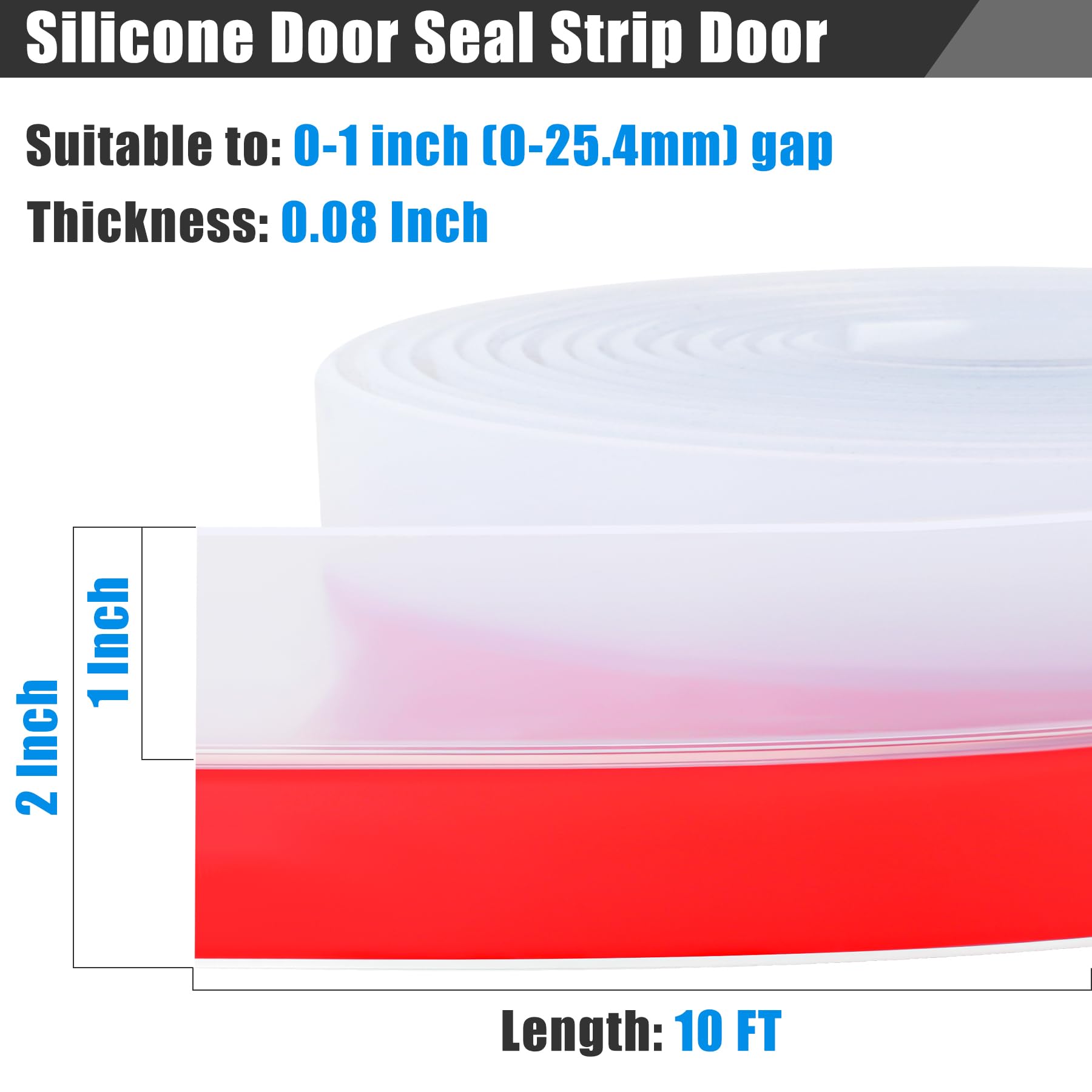 Draft Seal Tape for Doors and Windows 2 in x 10 Ft Silicone Weather Stripping Extra Thick 2mm Door Seal Strip with Strong Adhesive Draft Insulation Stopper Side Seal (10 Foot)