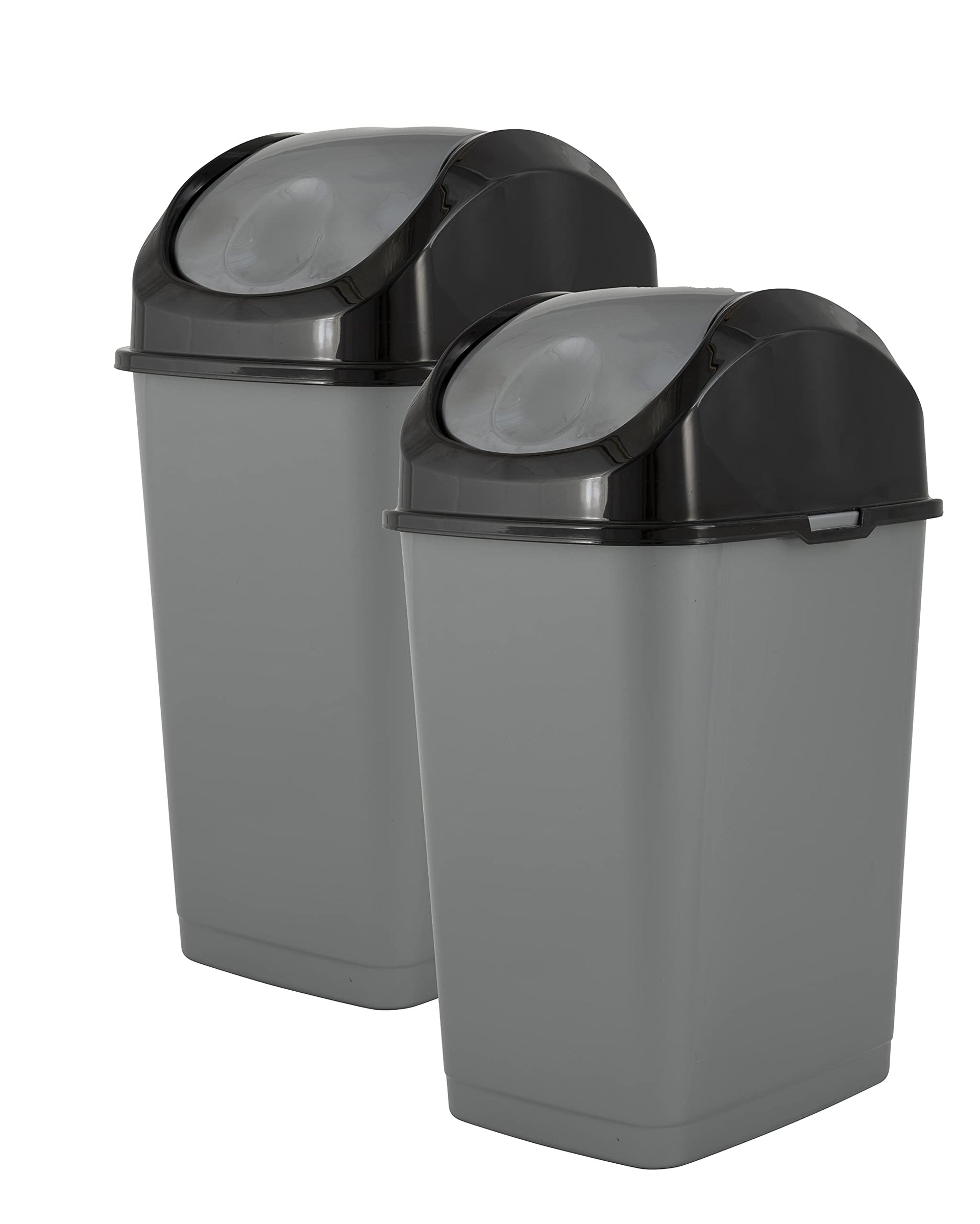 Office Trash Can with Lid 9 Gallon Kitchen Garbage Can Bedroom Waste Basket 37 Qt. Swing Top Trashcan Plastic Durable Waste and Recycle Bin (2 Count)
