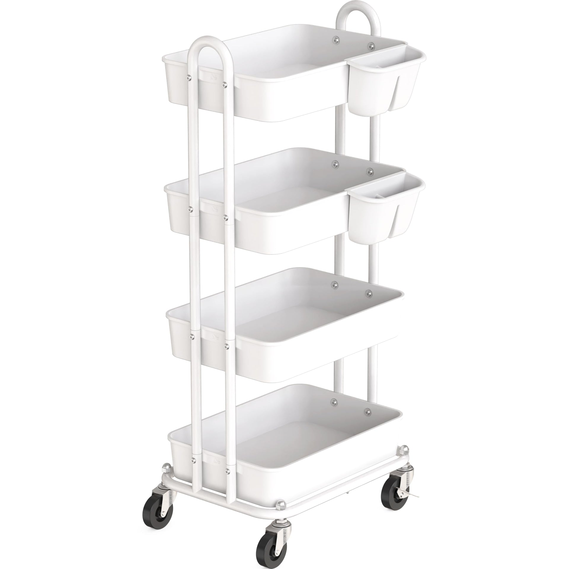 4 Tier Rolling Utility Cart with Hanging Bucket
