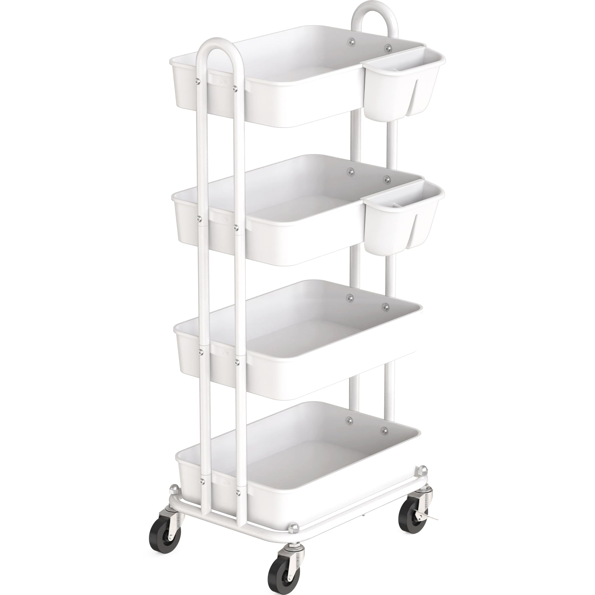 4 Tier Rolling Utility Cart with Hanging Bucket