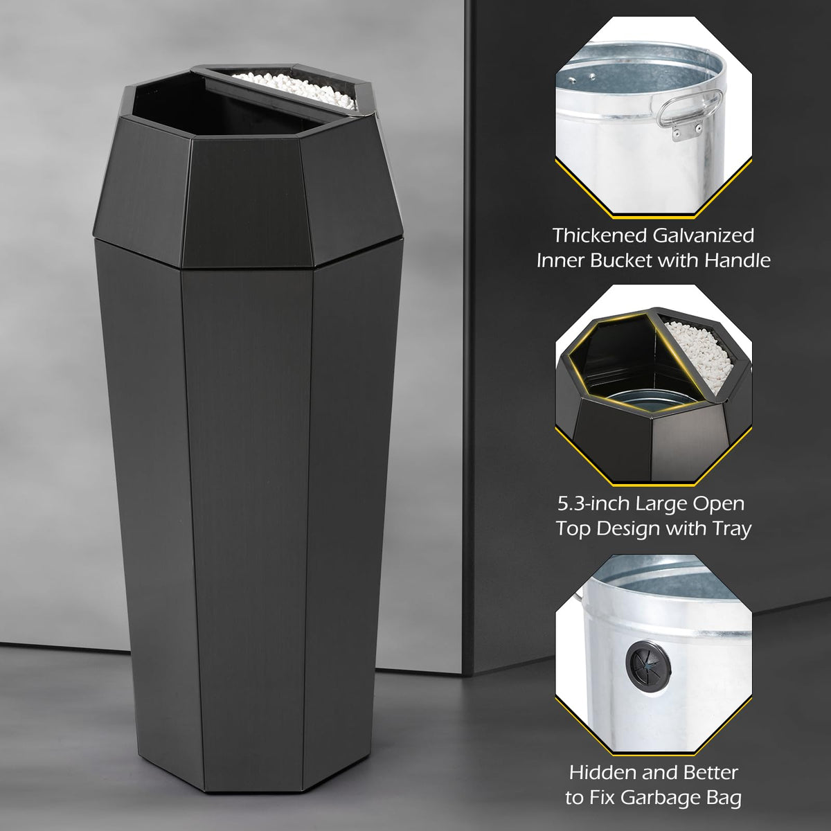 Commercial Trash Can Large Stainless Steel Garbage Can with Lid
