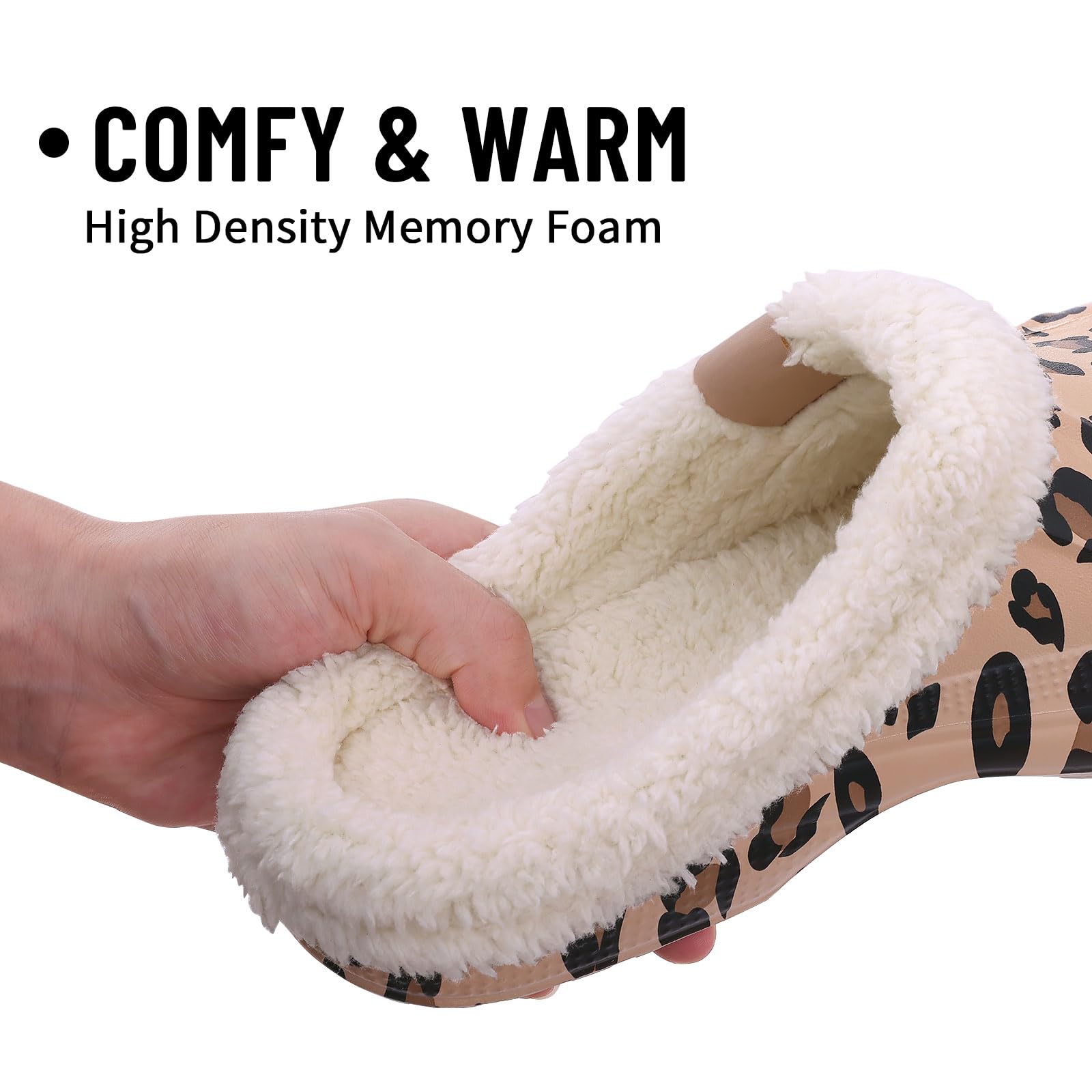 Fur Lined Clogs for Women & Men Fuzzy Slippers with Memory Foam