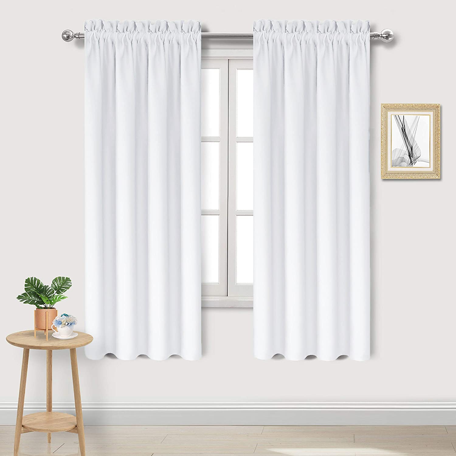 White Curtains 50% Light Blocking for Living Room 72 Inch 2 Panels (2 Count)