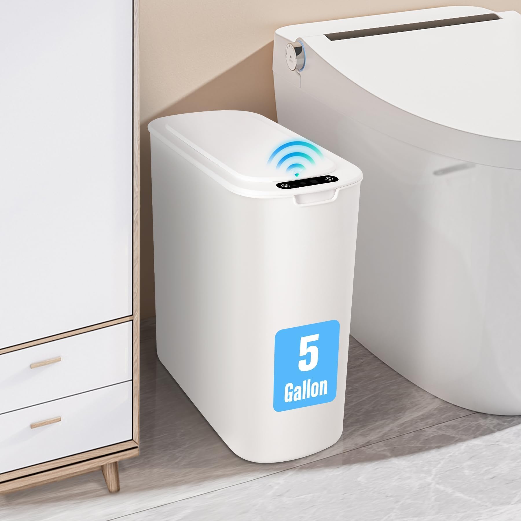 5 Gallon Automatic Bathroom Trash Can with Lid