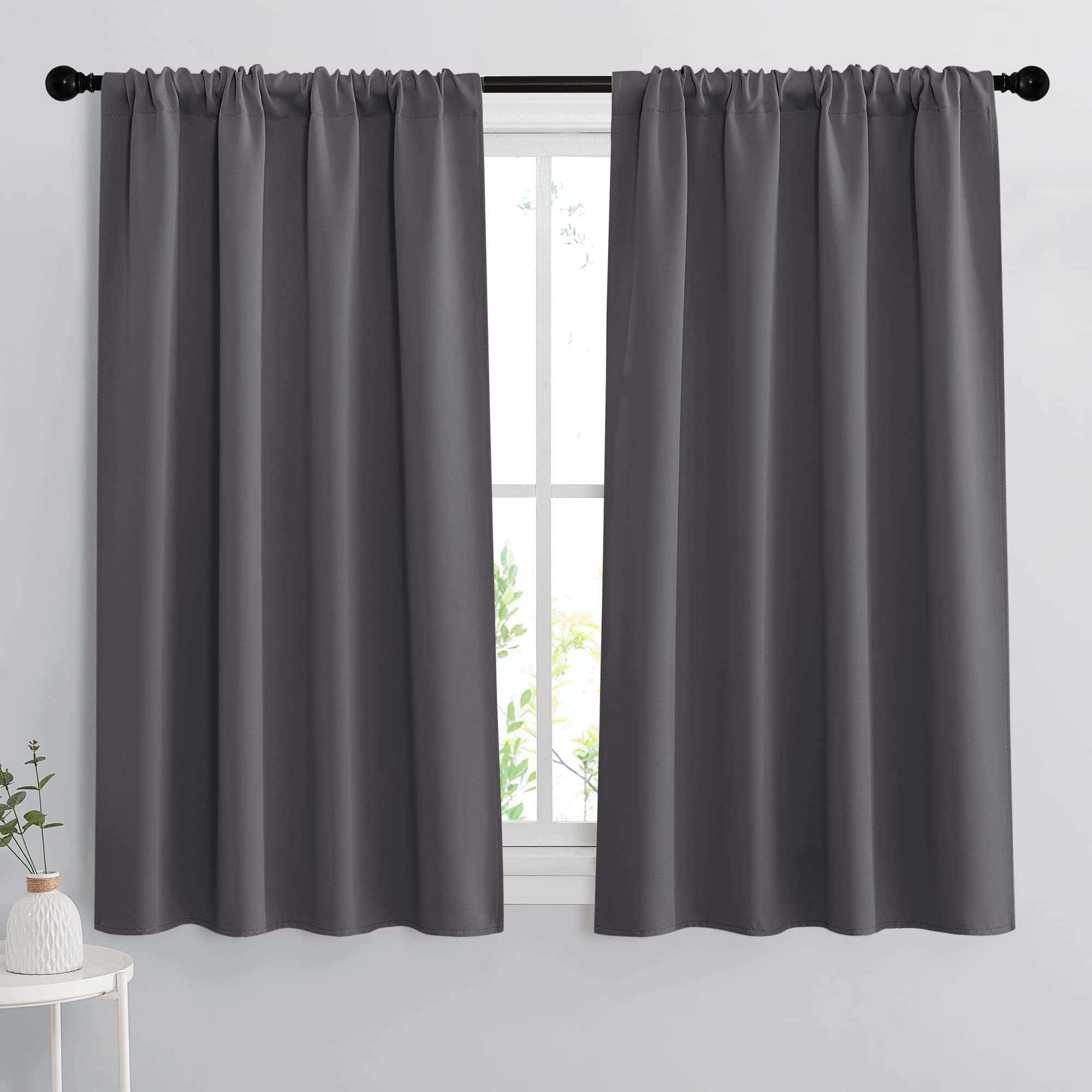 Grey Blackout Curtains for Kitchen Bedroom Bathroom Basement RV