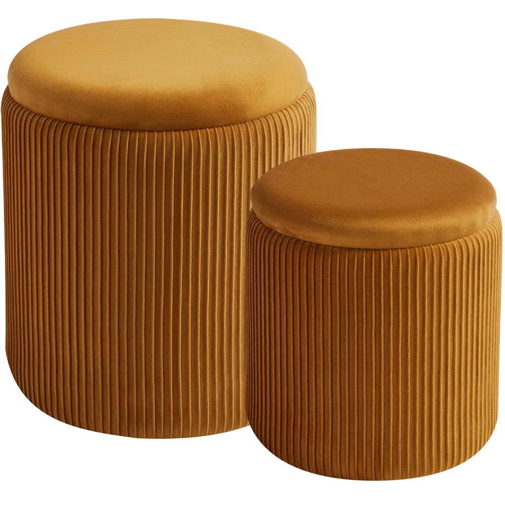 Set of 2 Round Storage Ottoman