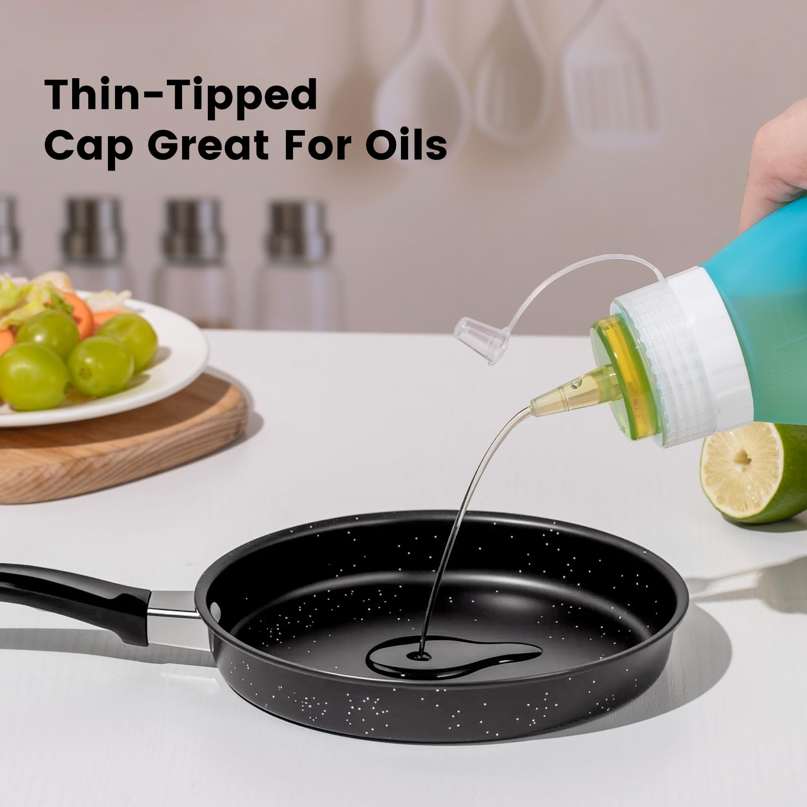 16 oz Silicone Squeeze Bottles for Sauces & Oil (4 Count)
