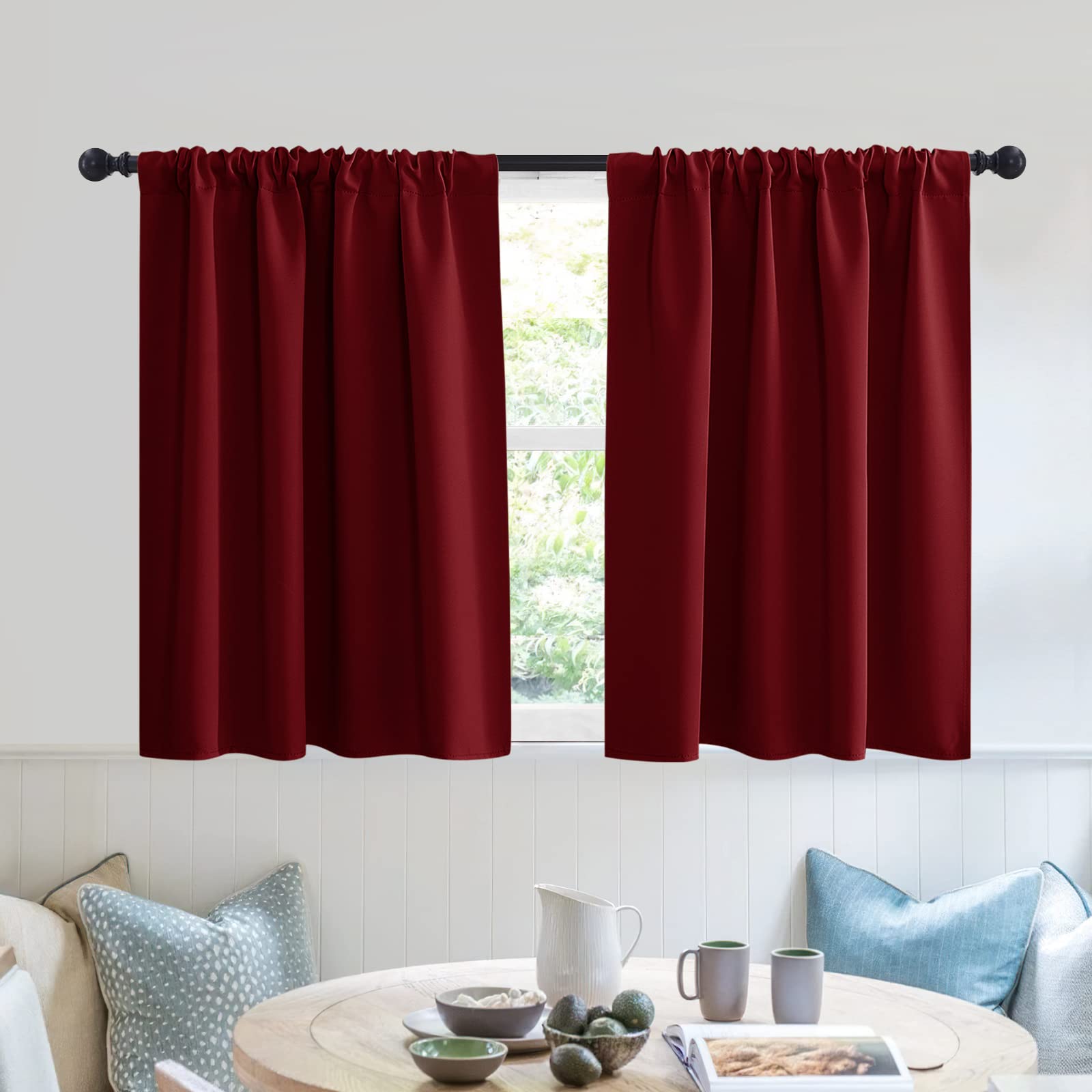 Short Blackout Privacy Curtains 30 inch Long for Bathroom Window (2 Count)