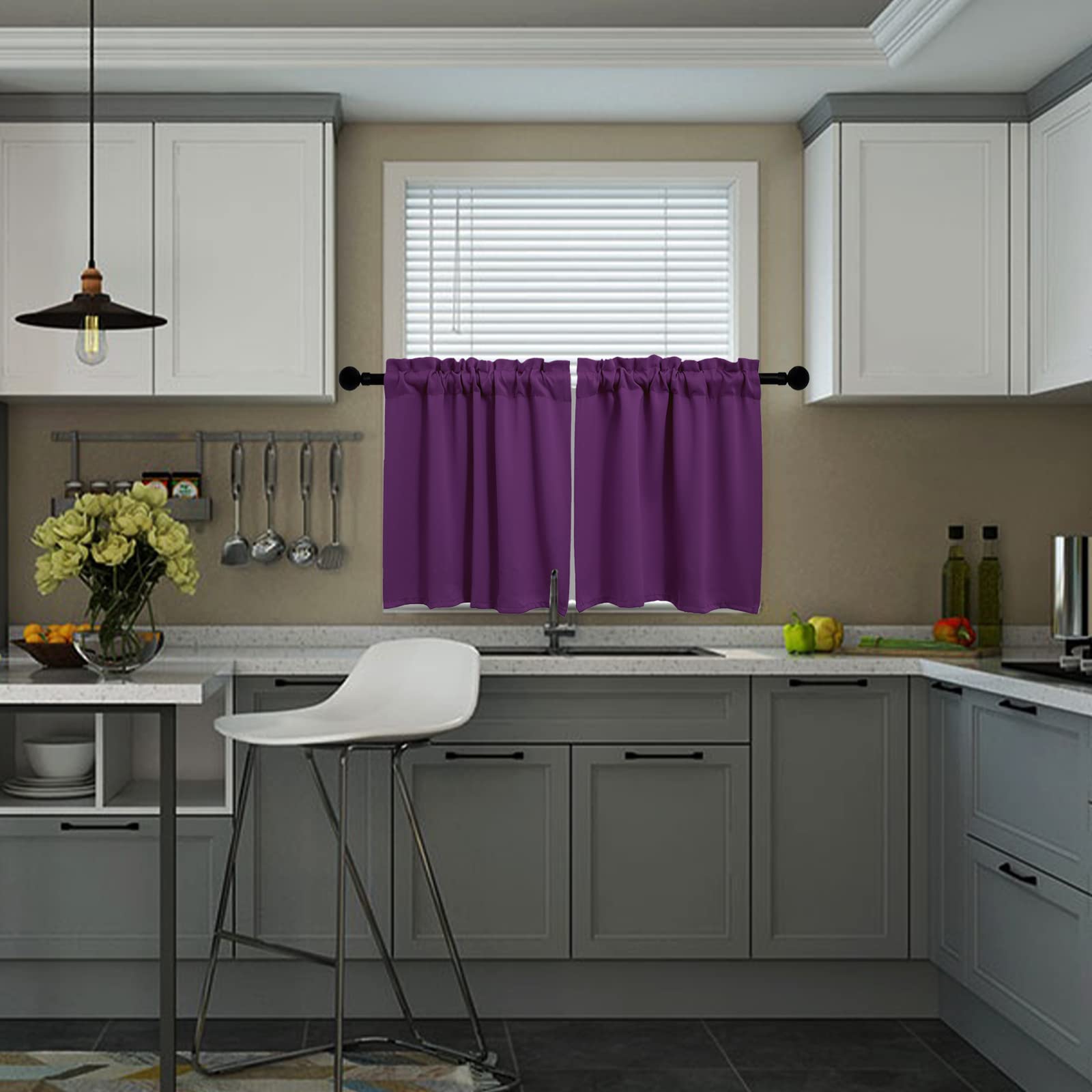 Purple Cafe Half Window Curtain (2 Count)