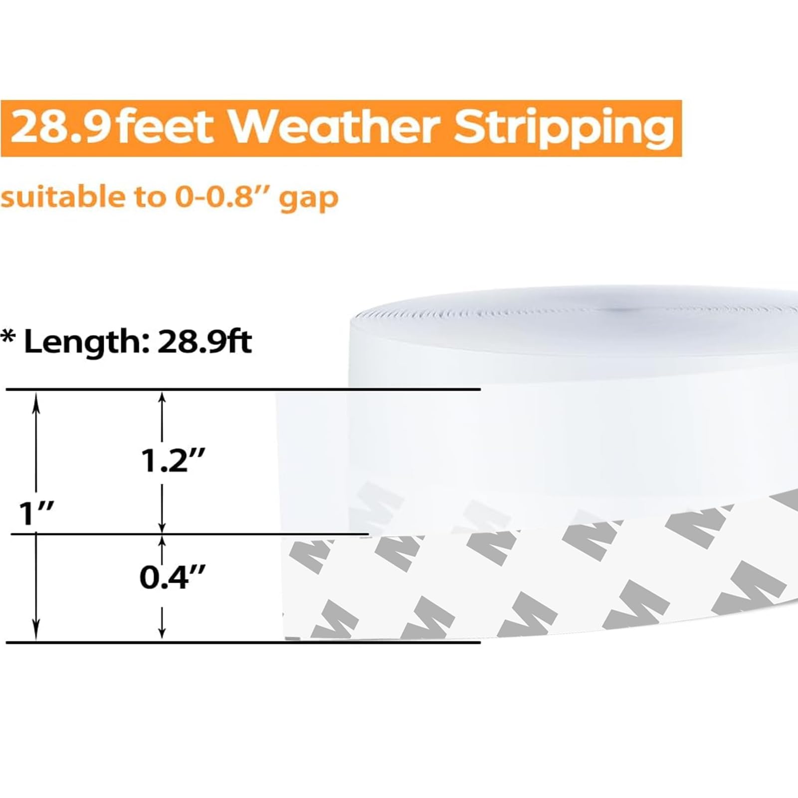 28.9 Ft Weather Stripping Door Seal Strip Tape (28.9 Foot)