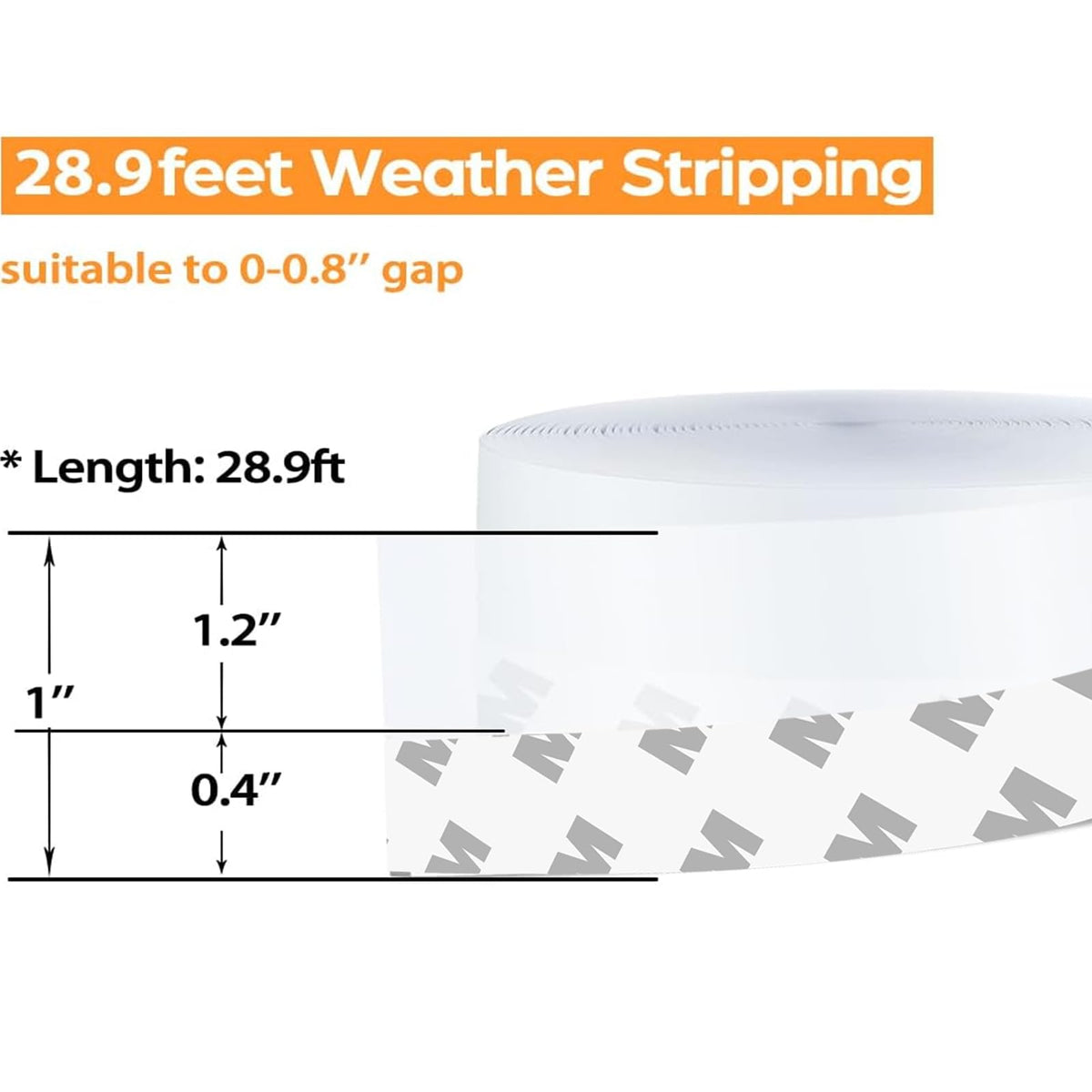 28.9 Ft Weather Stripping Door Seal Strip Tape (28.9 Foot)