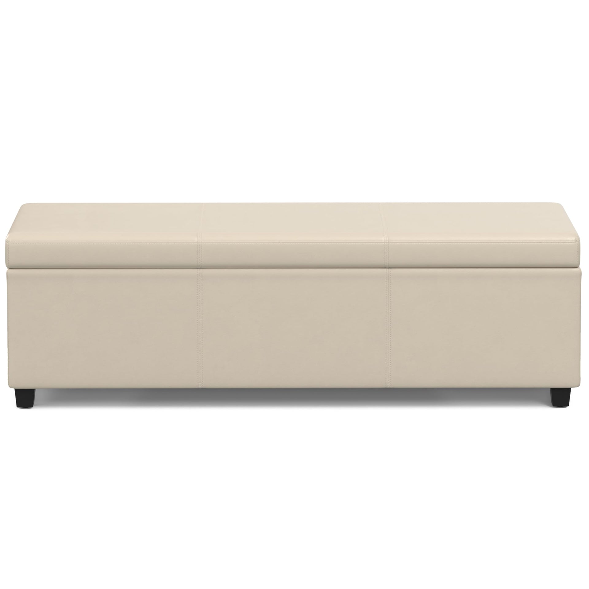 Avalon 54" Wide Vegan Leather Storage Ottoman in Tanners Brown