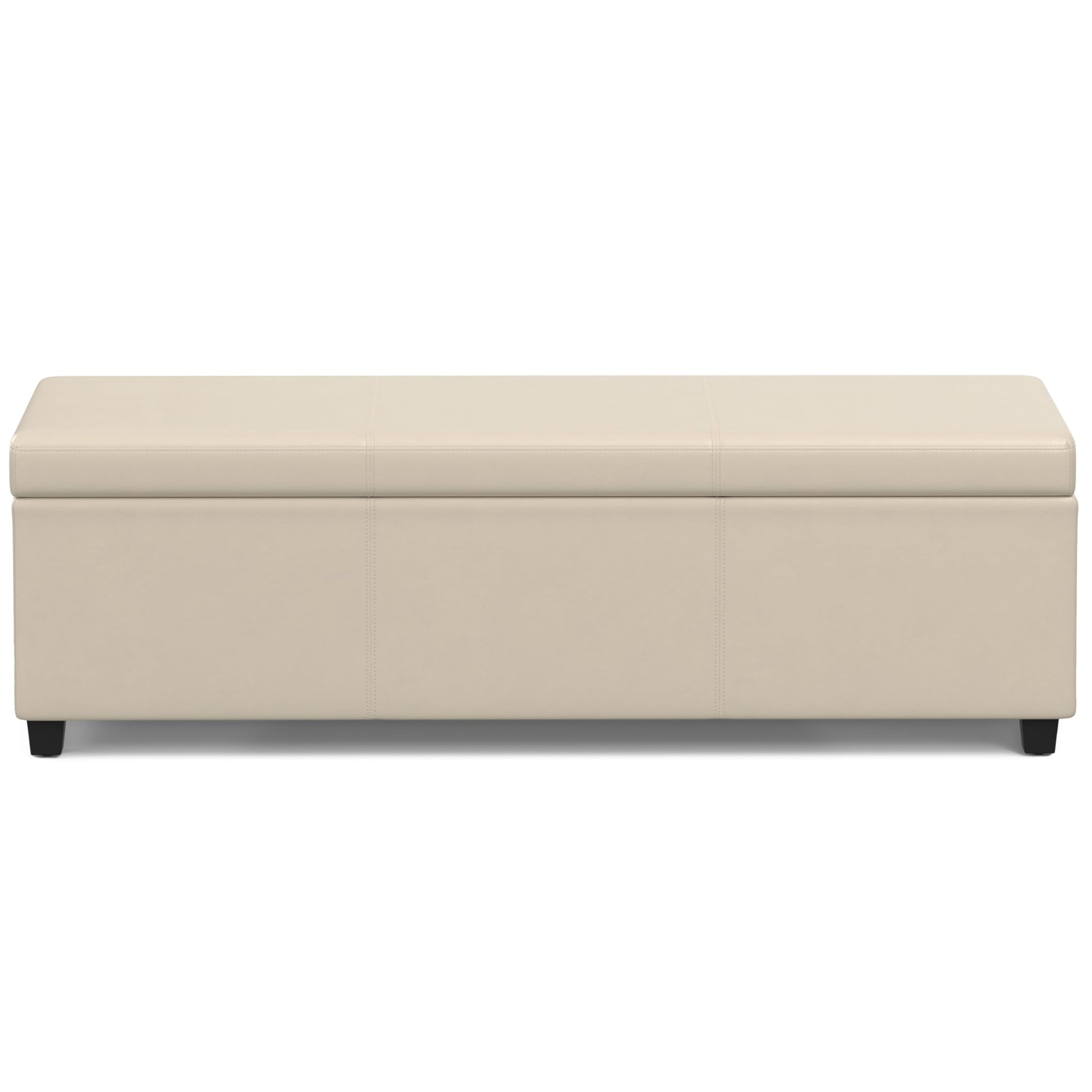 Avalon 54" Wide Vegan Leather Storage Ottoman in Tanners Brown